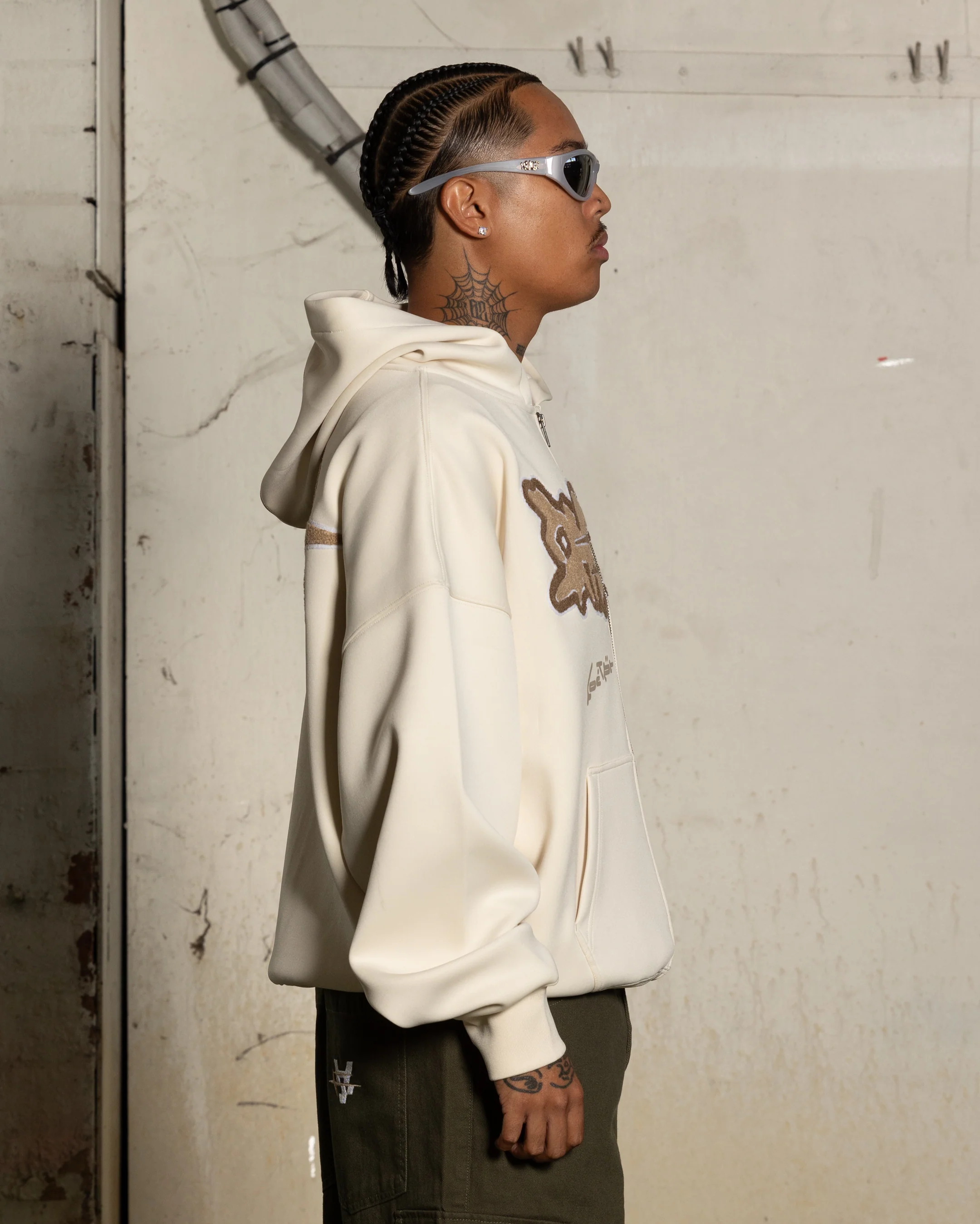 Loiter X The Anti Order Zip Hoodie Stone - Image 6