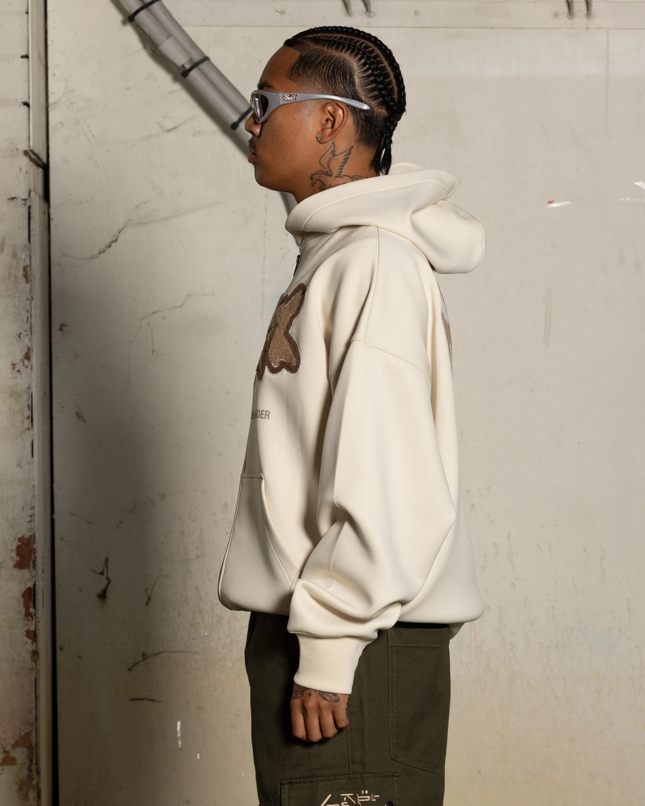 Loiter X The Anti Order Zip Hoodie Stone - Image 7