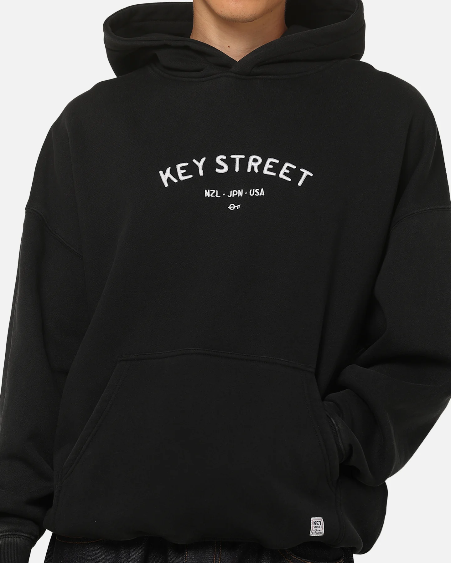 Key Street Low Standards Hoodie Black Acidwash - Image 8