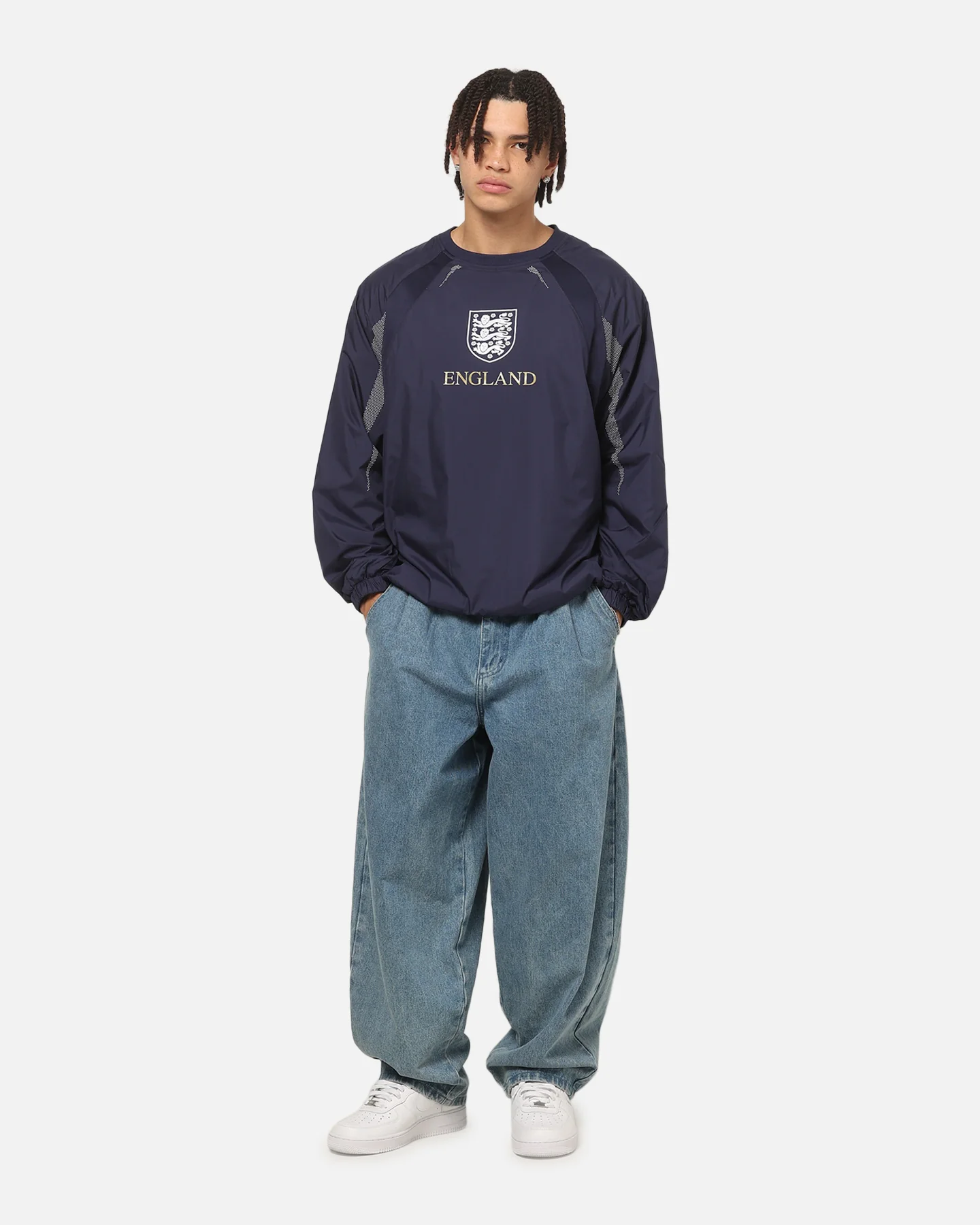 Majestic Athletic England Nylon Crewneck Navy - Image 3