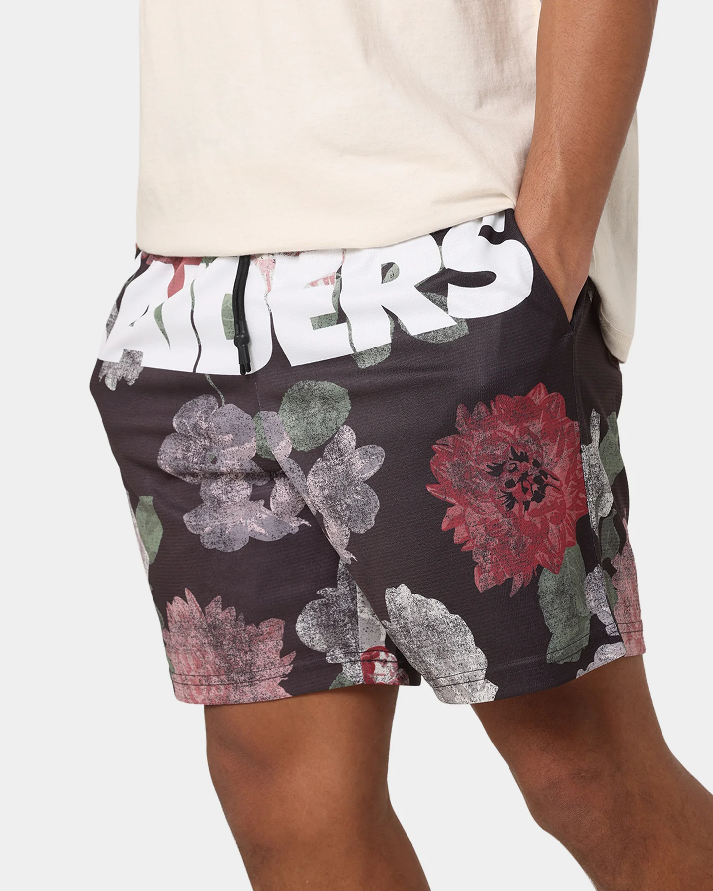 Majestic Athletic Las Vegas Raiders Digi Floral Camo Shorts Faded Black - Image 4