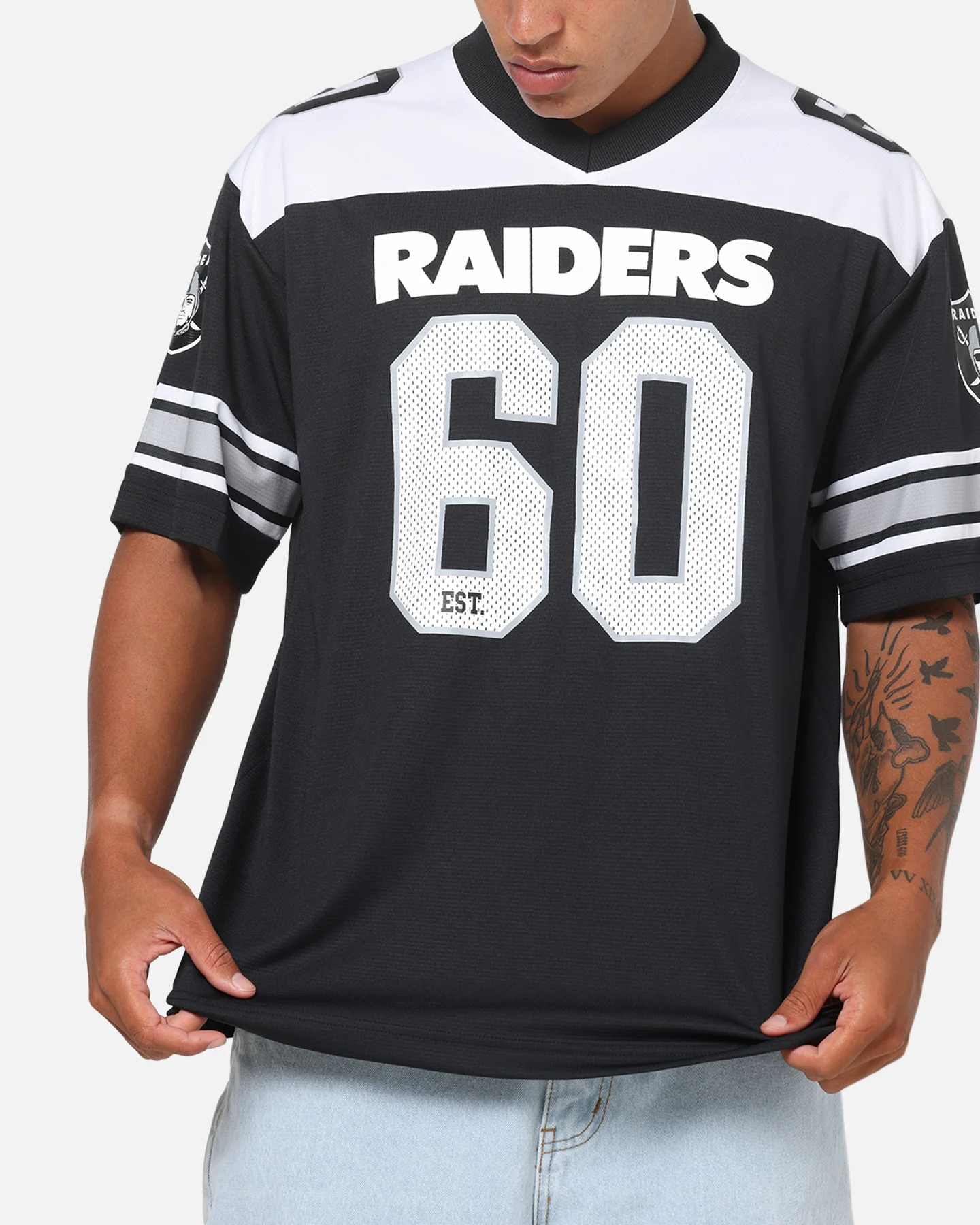Majestic Athletic Las Vegas Raiders Glenver Mesh Oversized T-Shirt Black - Image 6