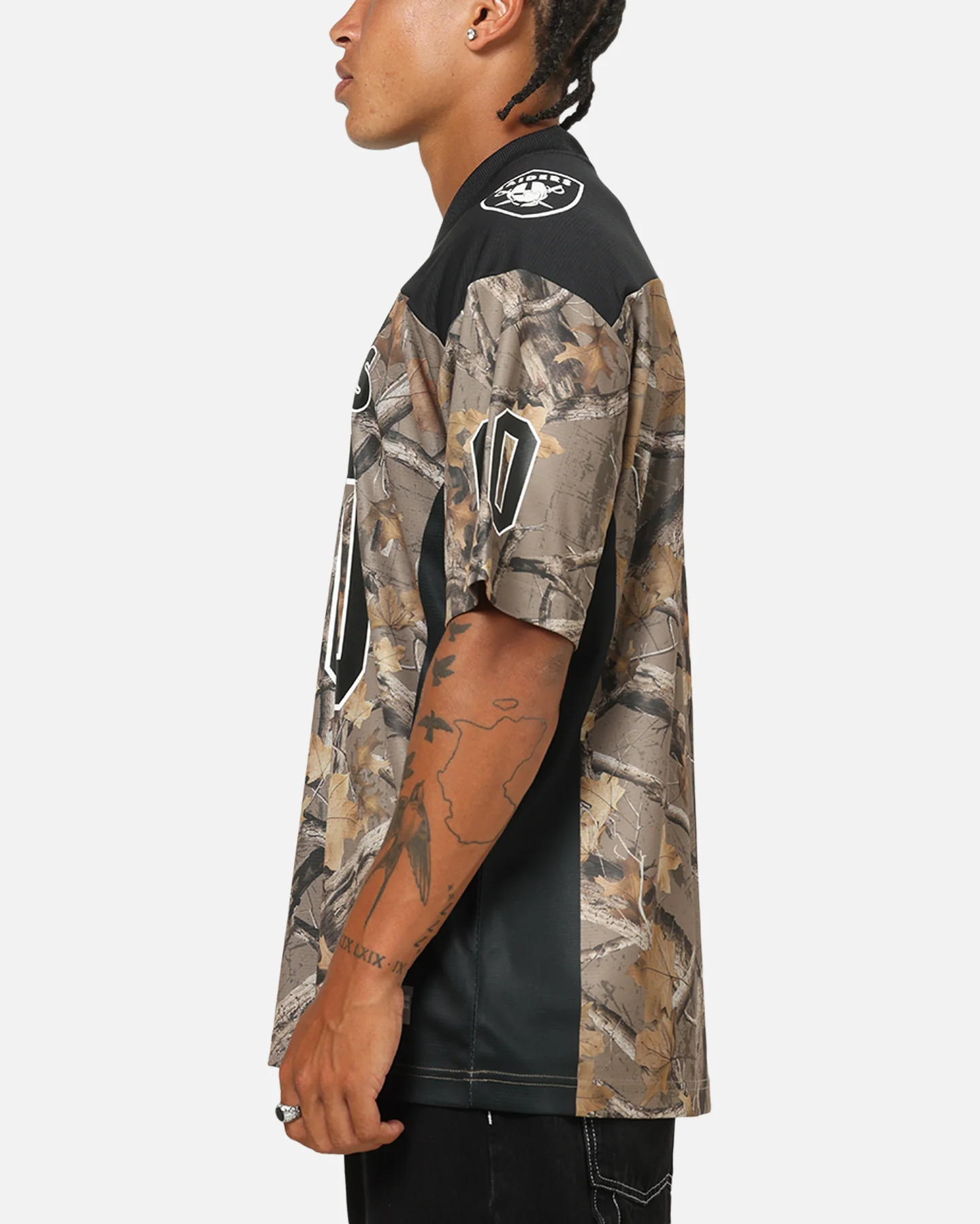 Majestic Athletic Las Vegas Raiders Mesh Oversized T-Shirt Khaki Forest Camo - Image 5