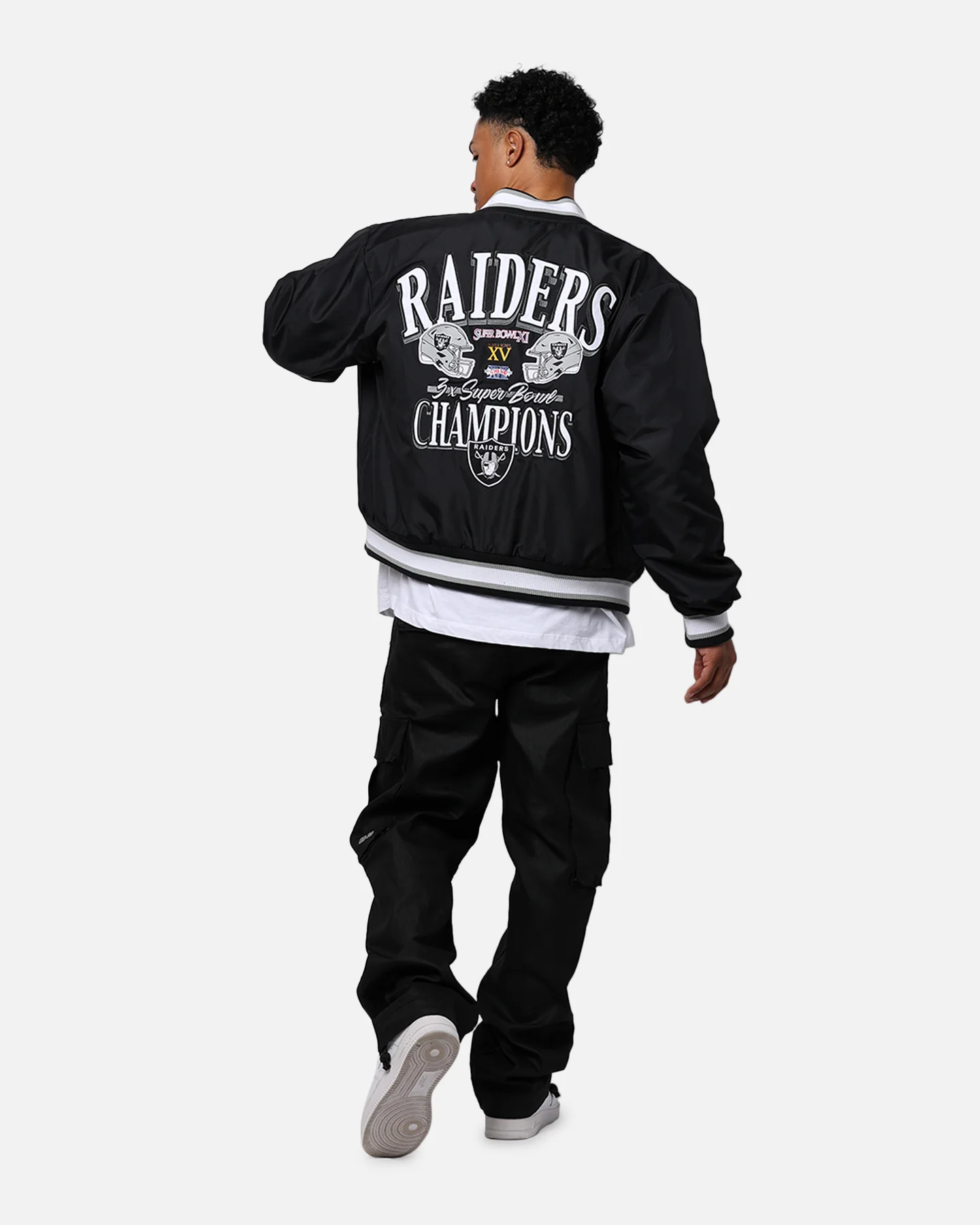 Majestic Athletic Las Vegas Raiders Moto Jacket Faded Black - Image 3