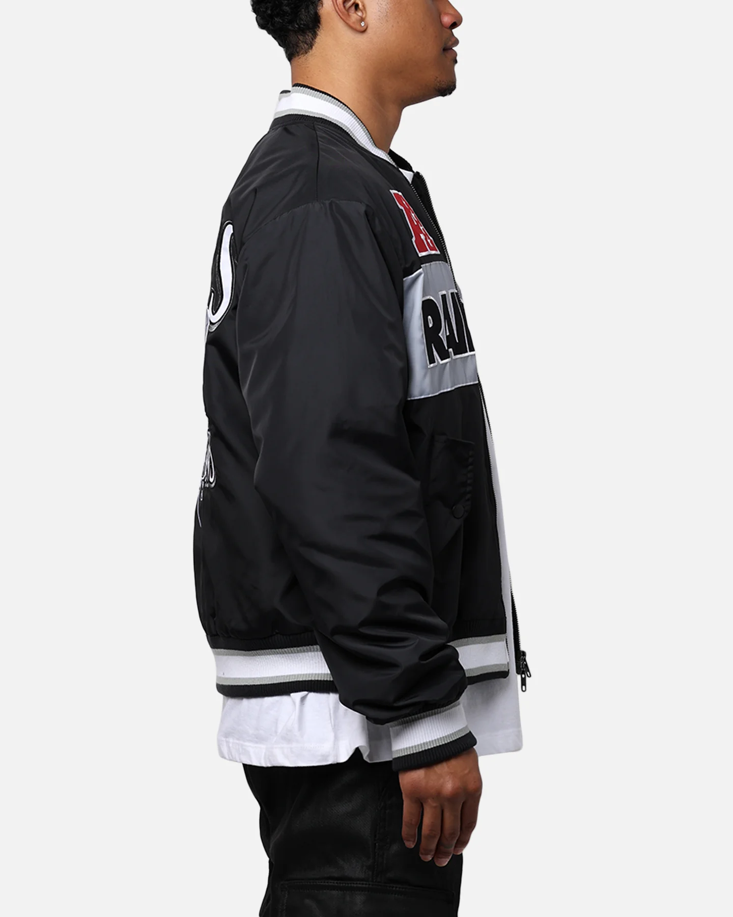 Majestic Athletic Las Vegas Raiders Moto Jacket Faded Black - Image 4