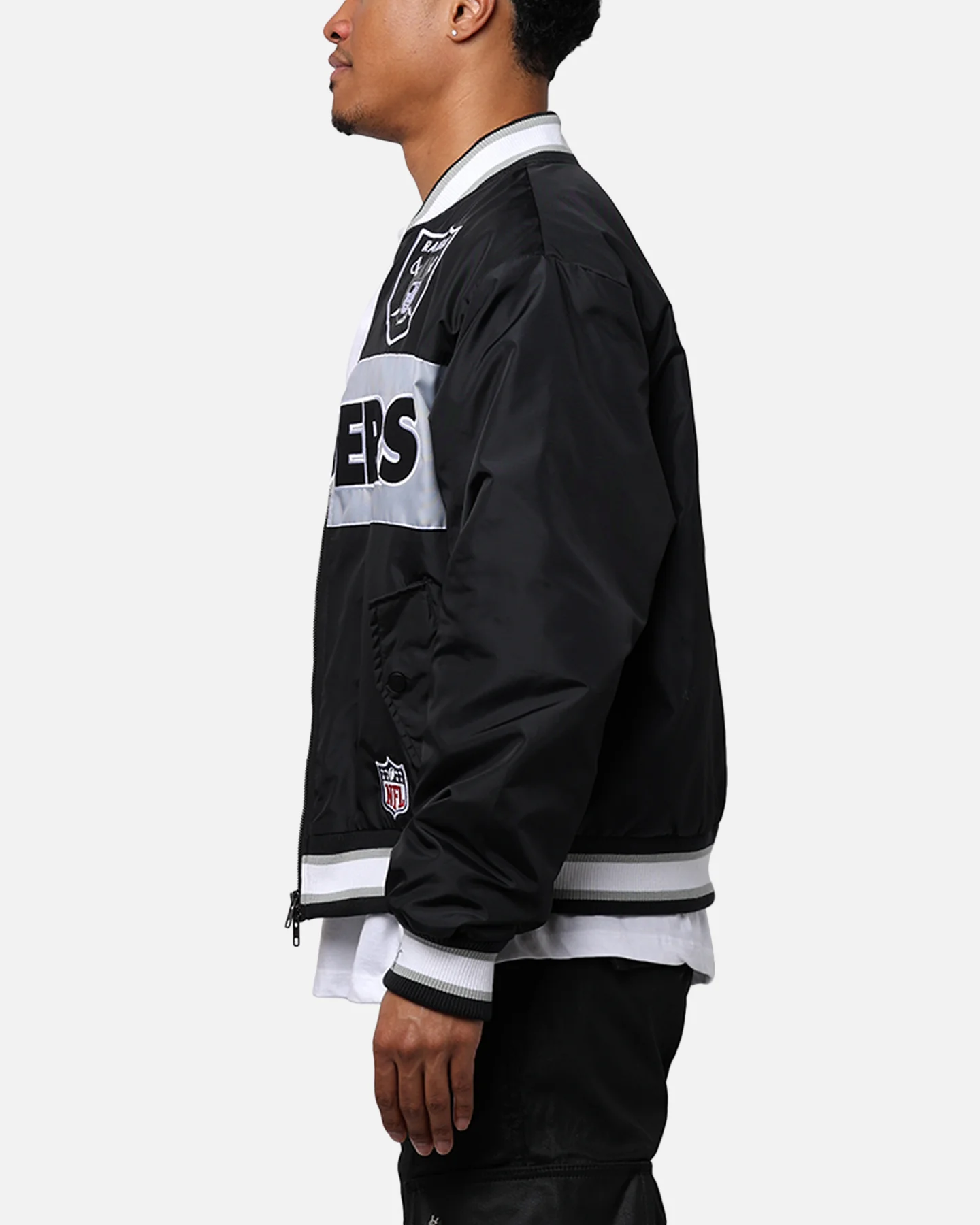 Majestic Athletic Las Vegas Raiders Moto Jacket Faded Black - Image 5
