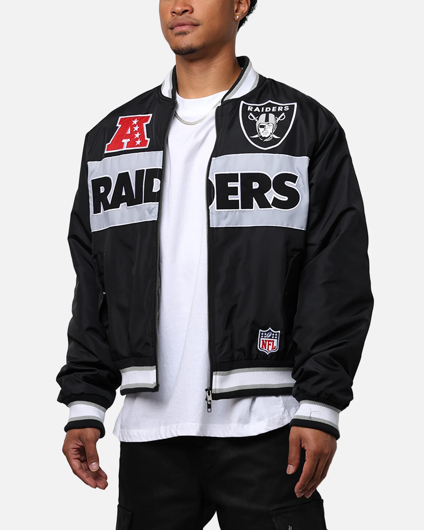Majestic Athletic Las Vegas Raiders Moto Jacket Faded Black - Image 7
