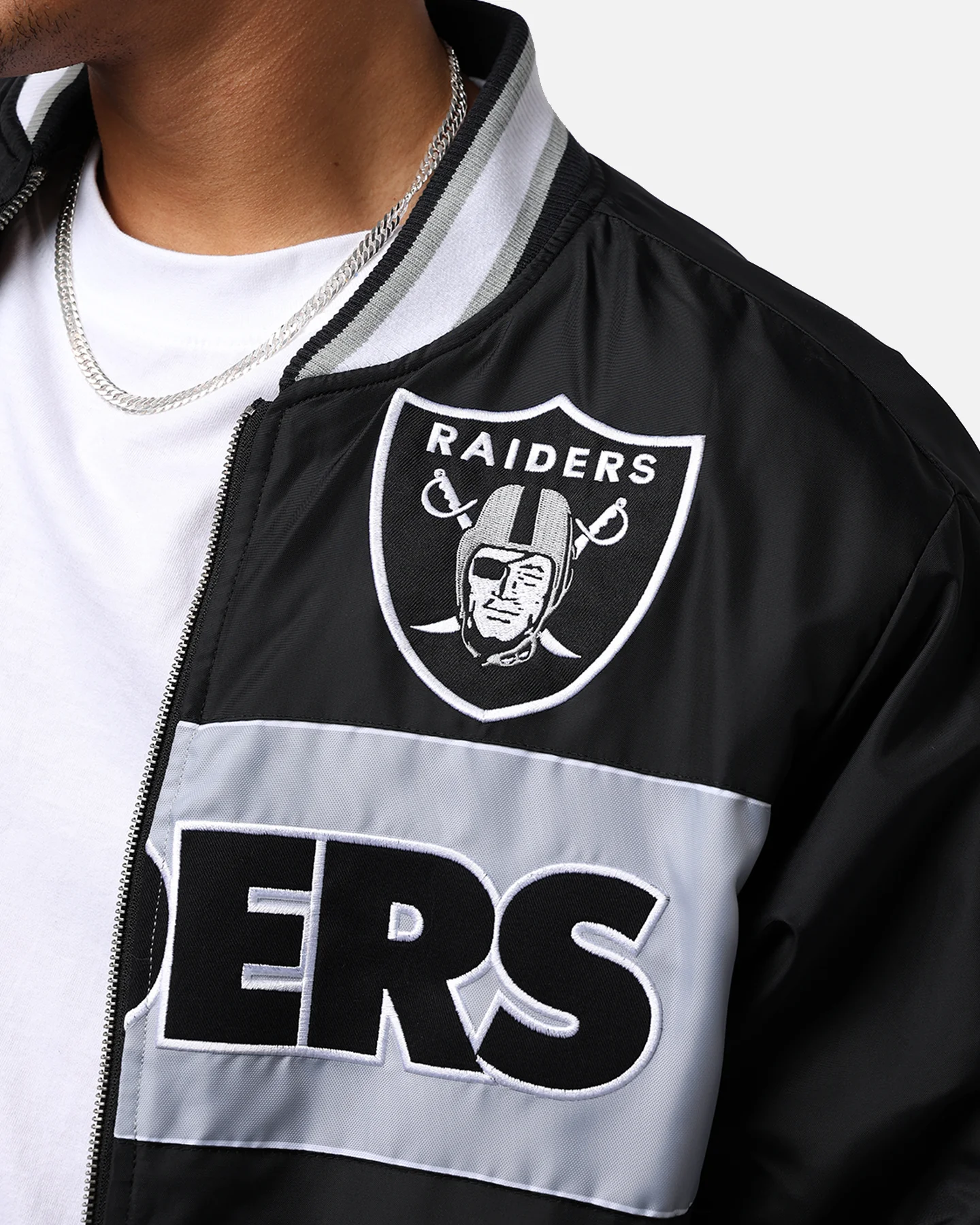 Majestic Athletic Las Vegas Raiders Moto Jacket Faded Black - Image 9