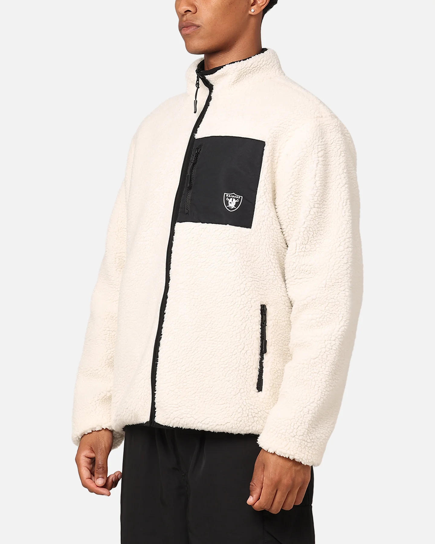 Majestic Athletic Las Vegas Raiders Sherpa Jacket Vintage White - Image 6