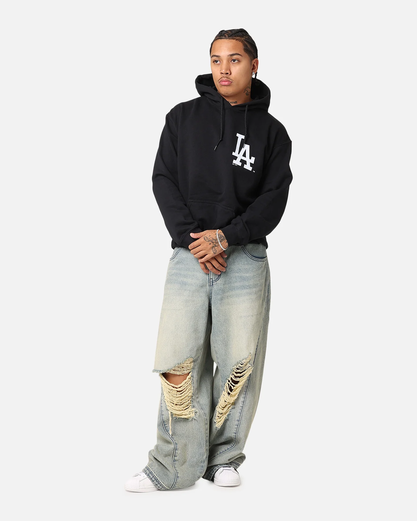 Majestic Athletic Los Angeles Dodgers Arch Stack Hoodie Black - Image 3