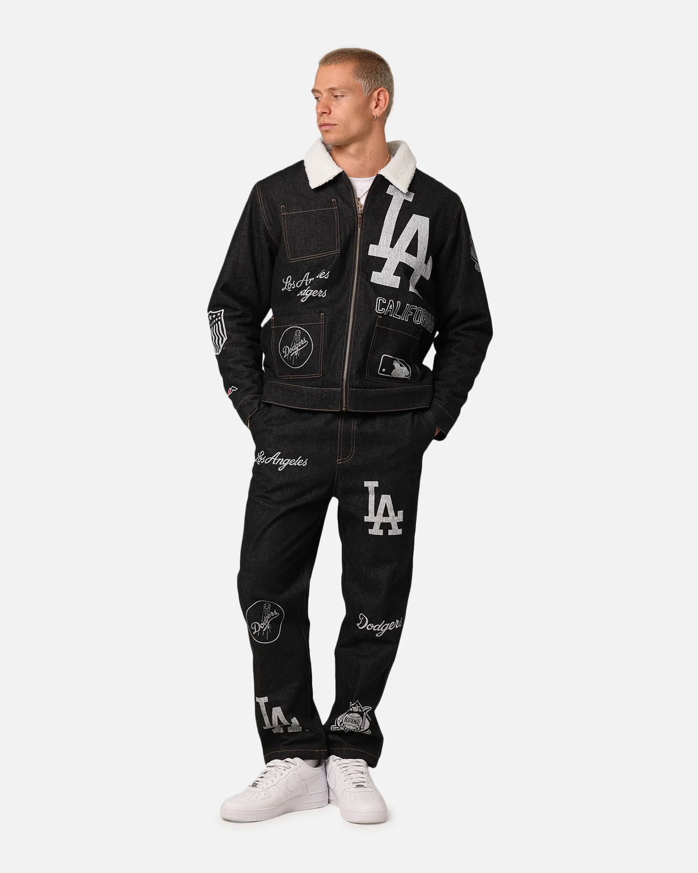Majestic Athletic Los Angeles Dodgers Etched Denim Jeans Washed Black Denim - Image 2