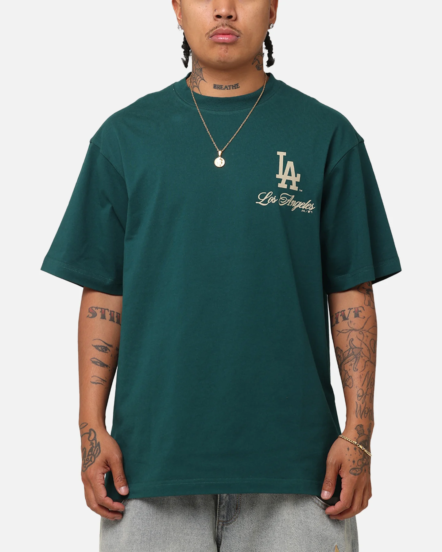 Majestic Athletic Los Angeles Dodgers Kenmare City Bulge T-Shirt Forest - Image 2