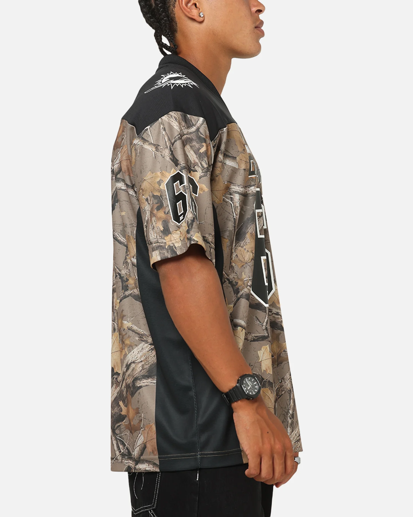 Majestic Athletic Miami Dolphins Mesh Oversized T-Shirt Khaki Forest Camo - Image 4