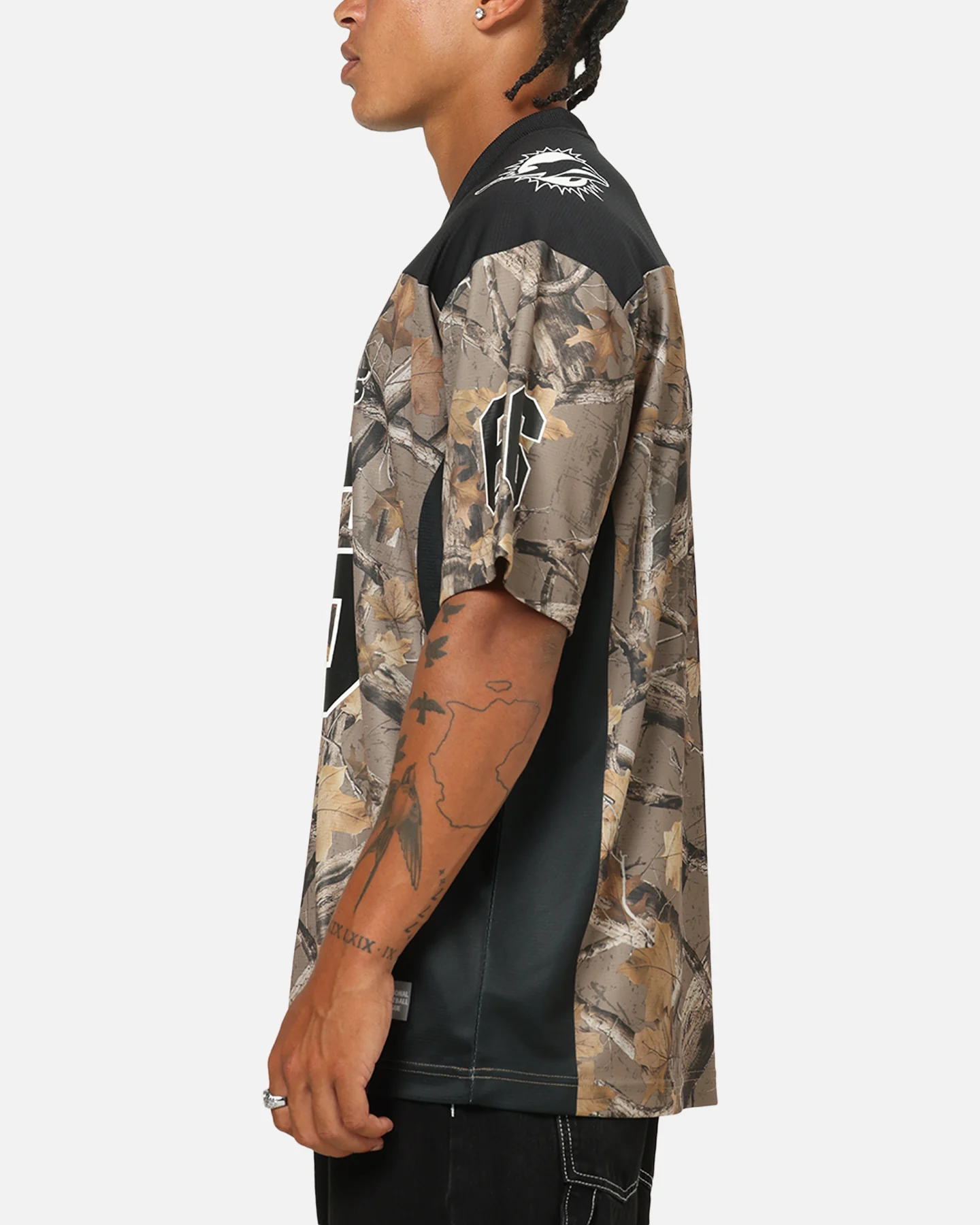 Majestic Athletic Miami Dolphins Mesh Oversized T-Shirt Khaki Forest Camo - Image 5