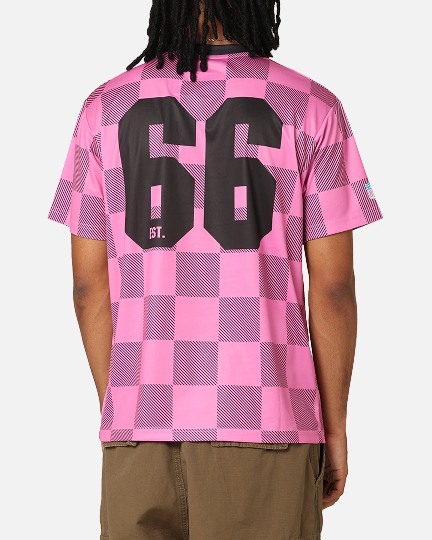 Majestic Athletic Miami Dolphins Team Line Checkered Jersey Black/Pink - Image 2