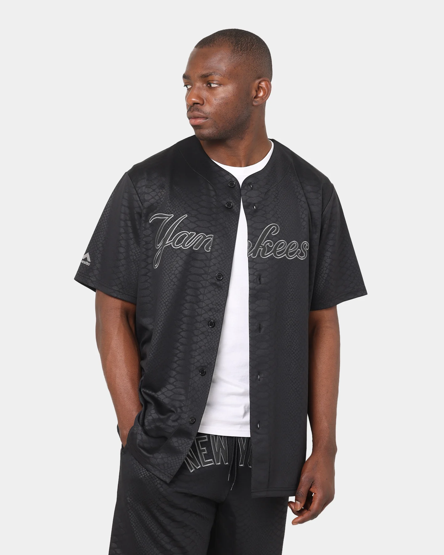Majestic Athletic New York Yankees Animal Wordmark Jersey Black Snake Print - Image 2