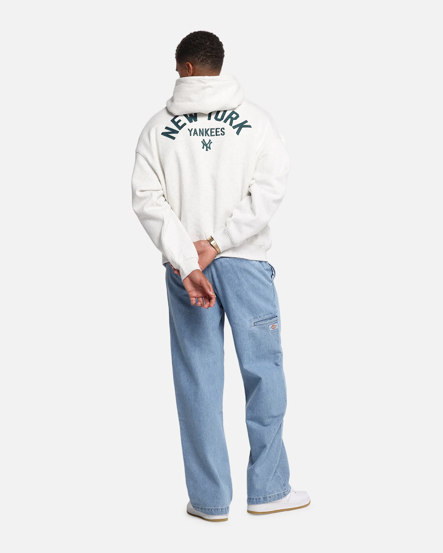 Majestic Athletic New York Yankees Arch FZ Boxy Hoodie White Marle - Image 4