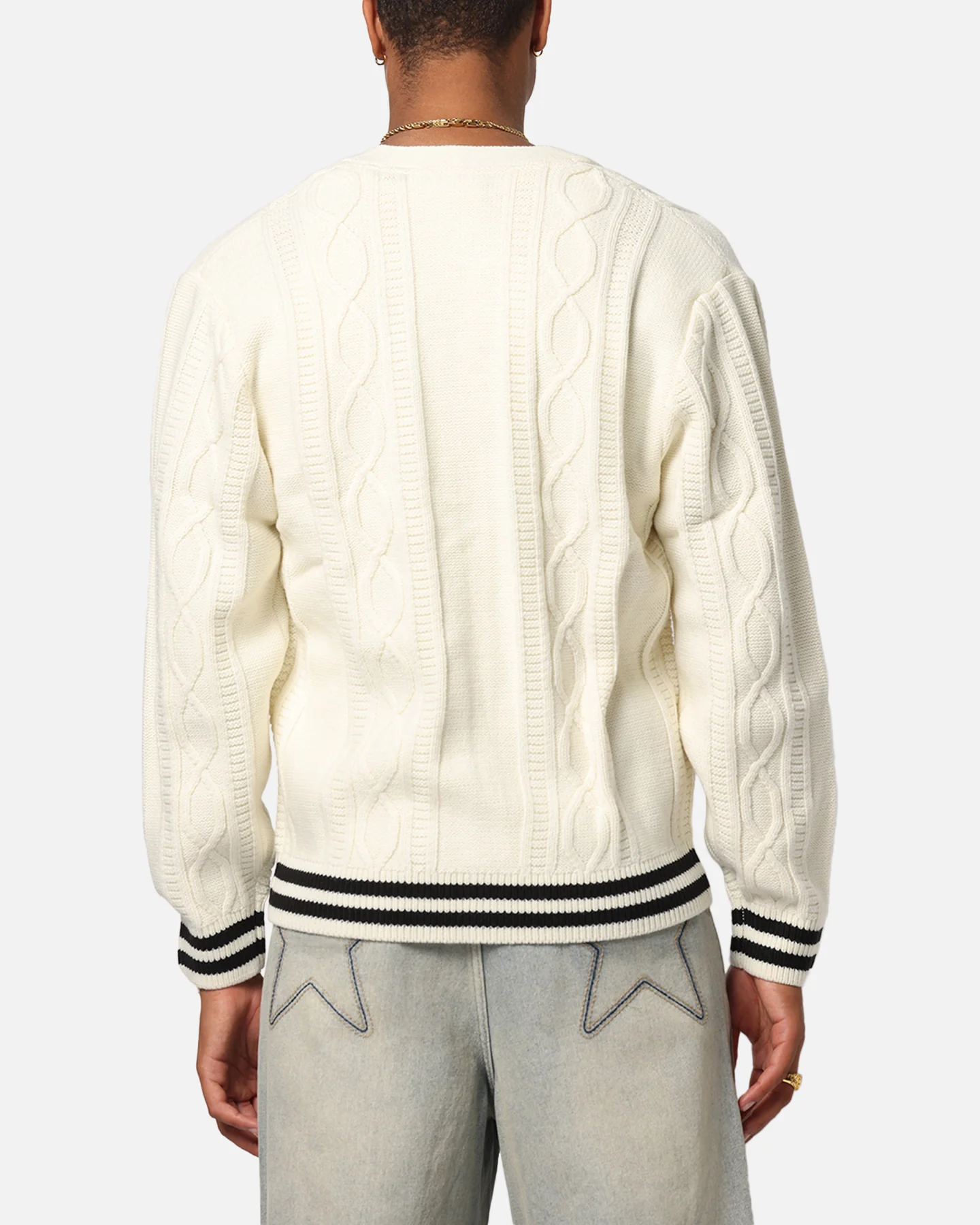 Majestic Athletic New York Yankees Boxy Cardigan Vintage White - Image 3