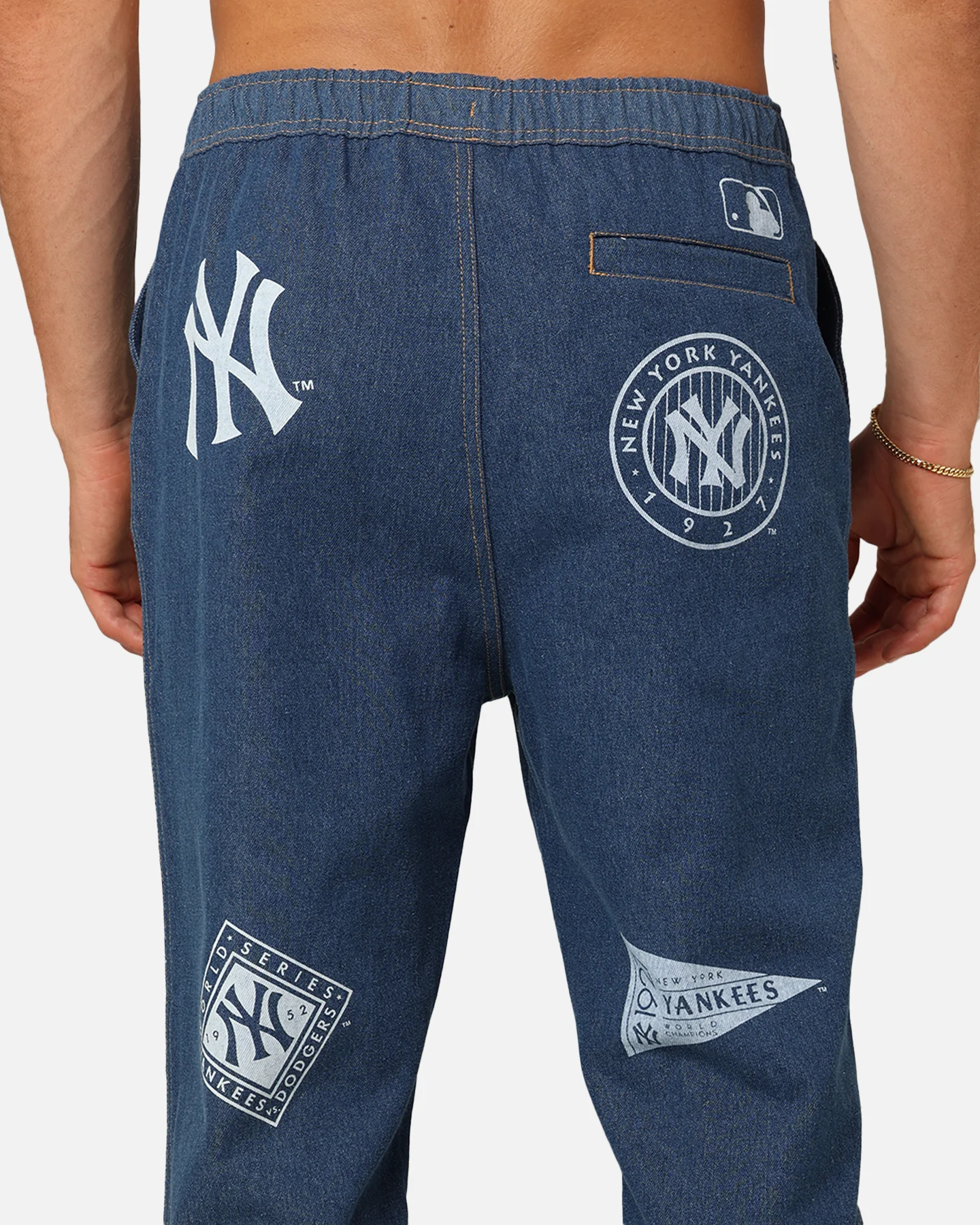 Majestic Athletic New York Yankees Etched Denim Jeans Washed Blue Denim - Image 8
