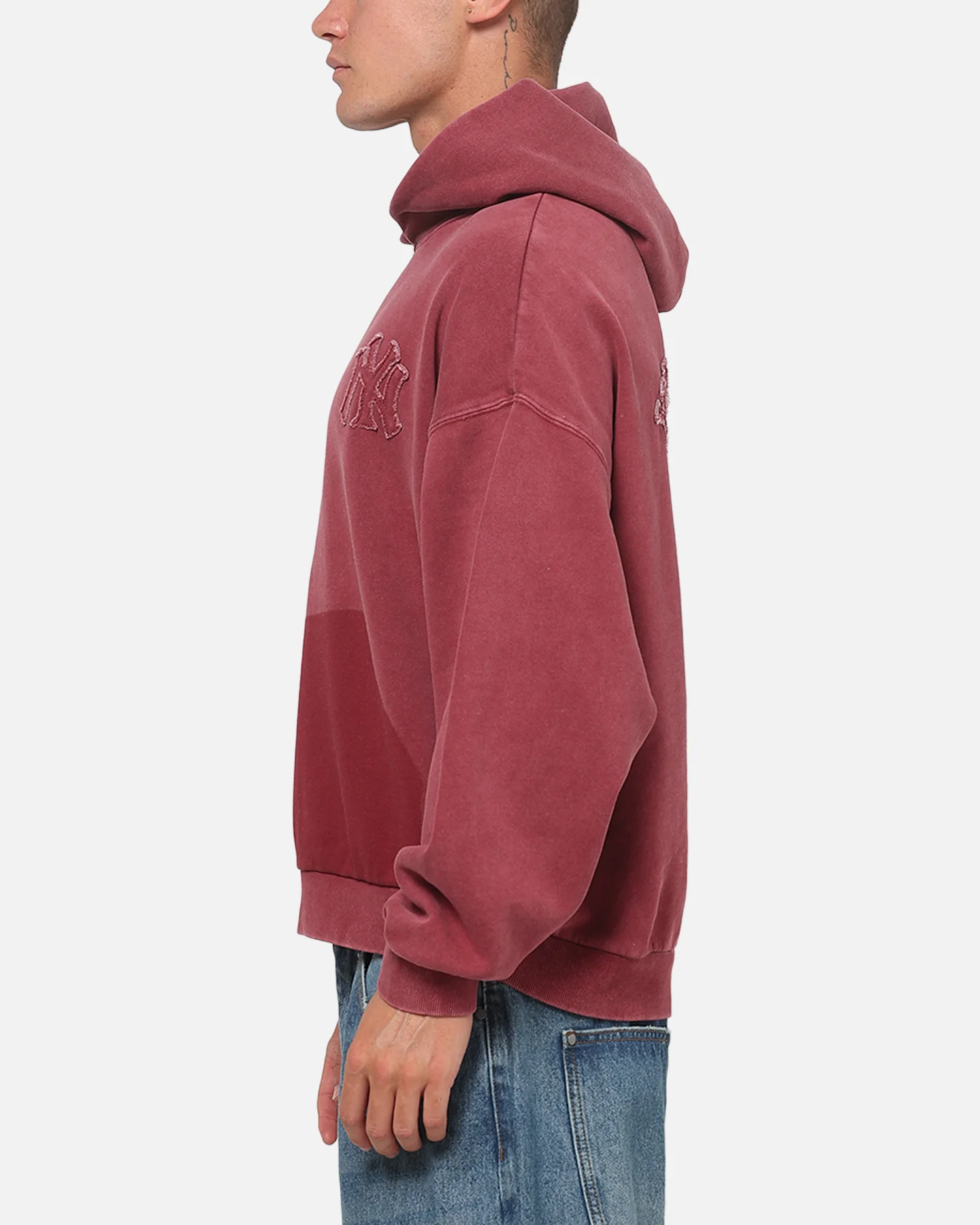 Majestic Athletic New York Yankees MLB Ghost Fade Box Hoodie Sour Cherry - Image 6