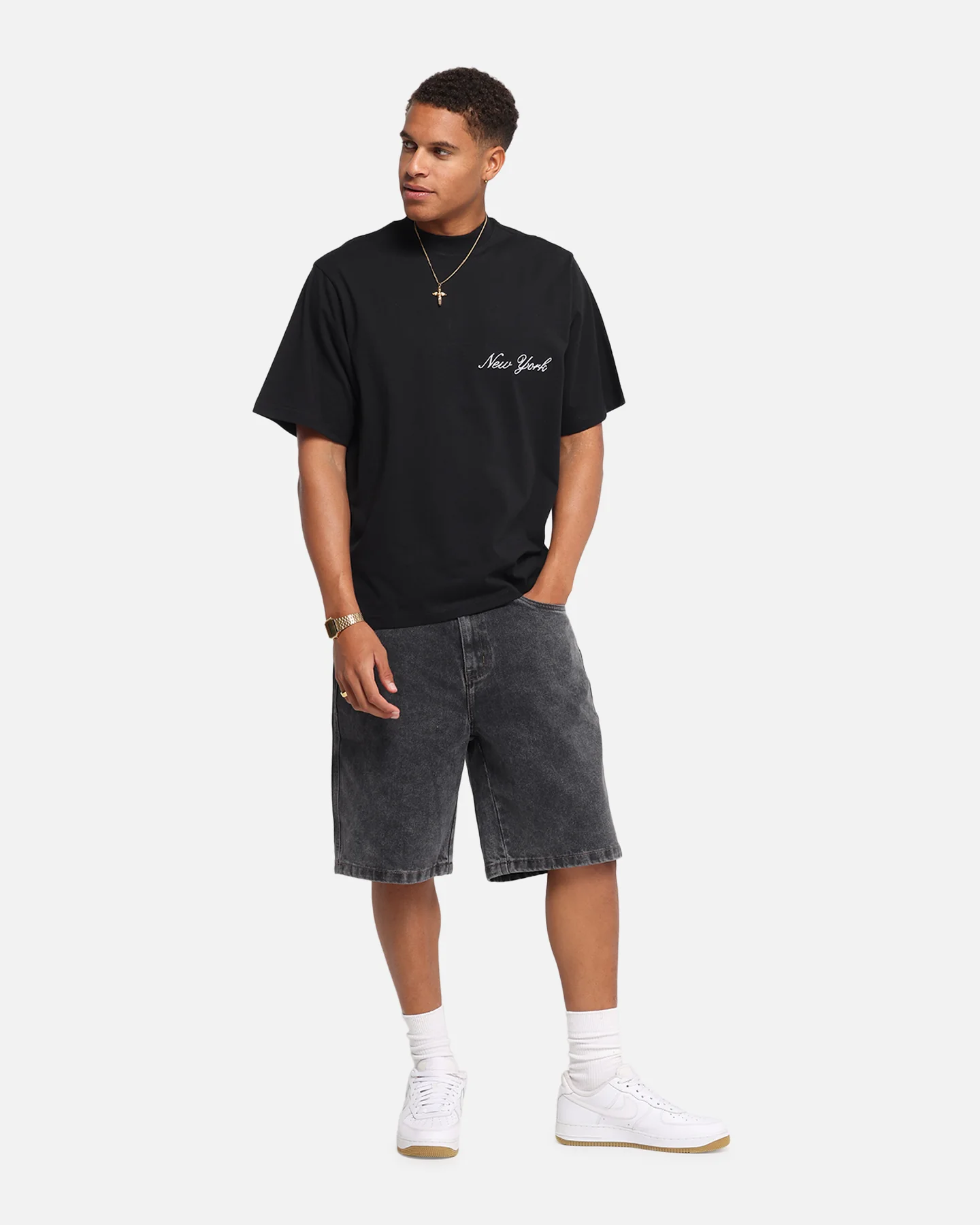 Majestic Athletic New York Yankees Script Boxy T-Shirt Black - Image 4