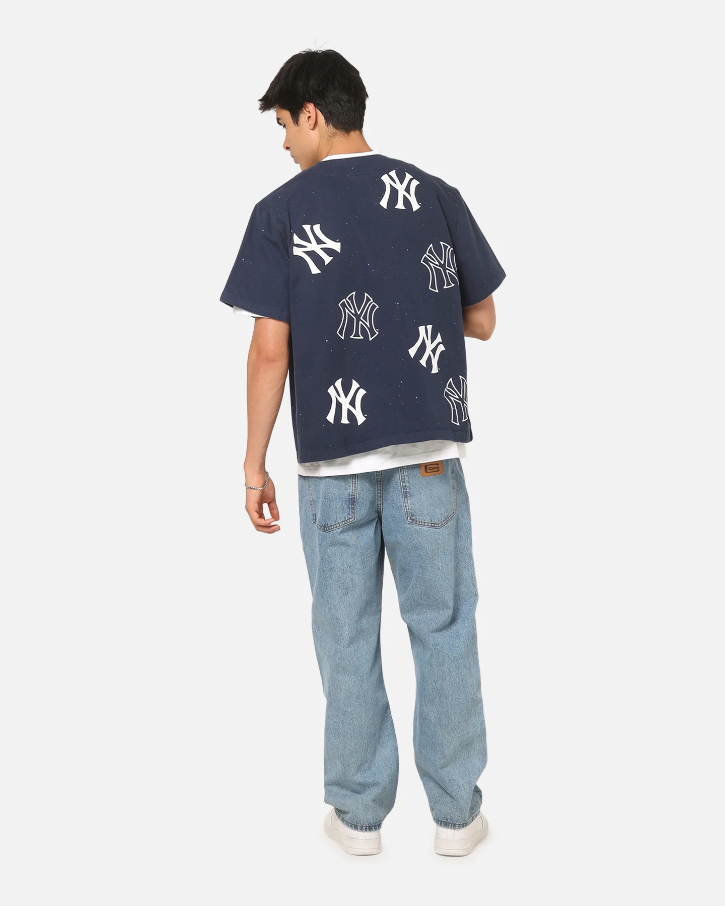 Majestic Athletic New York Yankees Splat Baseball T-Shirt Indigo - Image 4