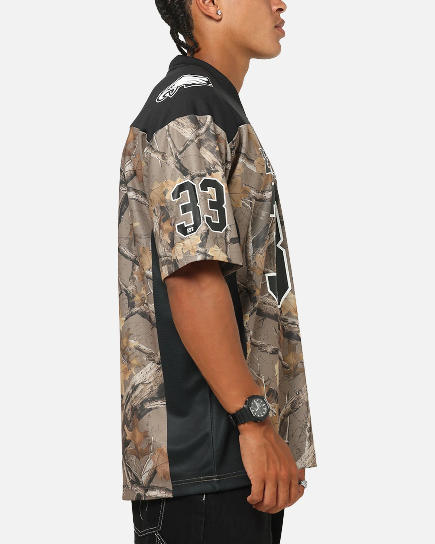 Majestic Athletic Philadelphia Eagles Mesh Oversized T-Shirt Khaki Forest Camo - Image 4
