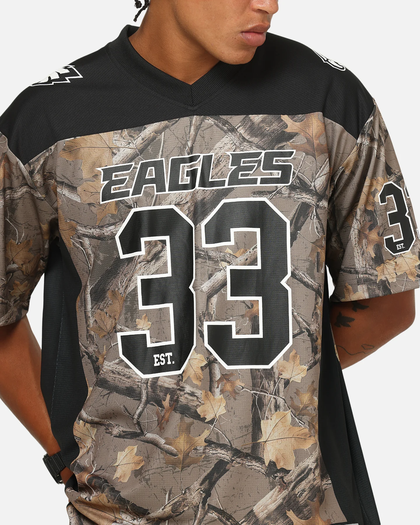 Majestic Athletic Philadelphia Eagles Mesh Oversized T-Shirt Khaki Forest Camo - Image 6