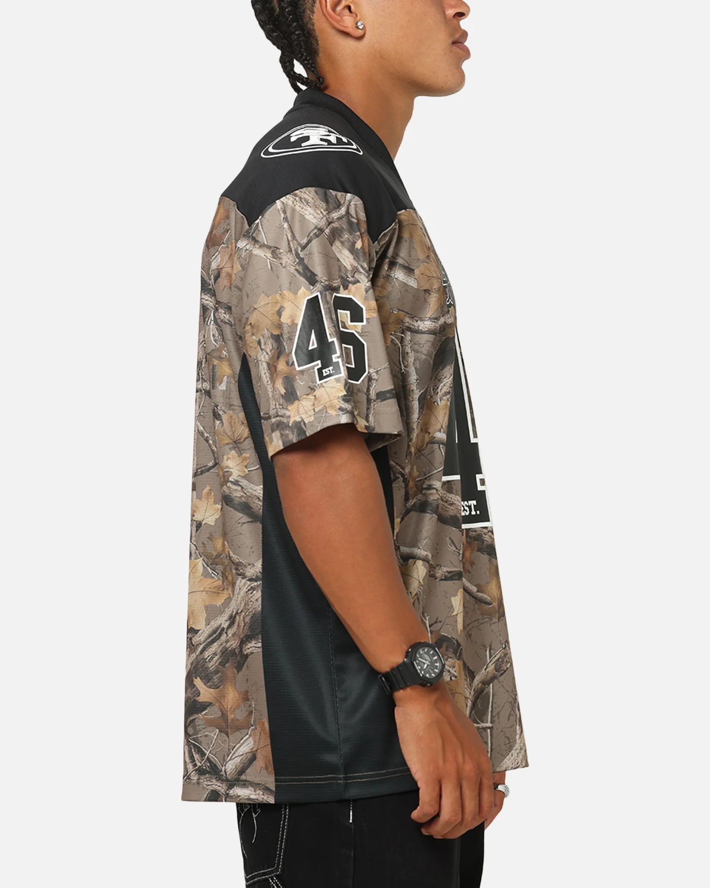 Majestic Athletic San Francisco 49ers Mesh Oversized T-Shirt Khaki Forest Camo - Image 4