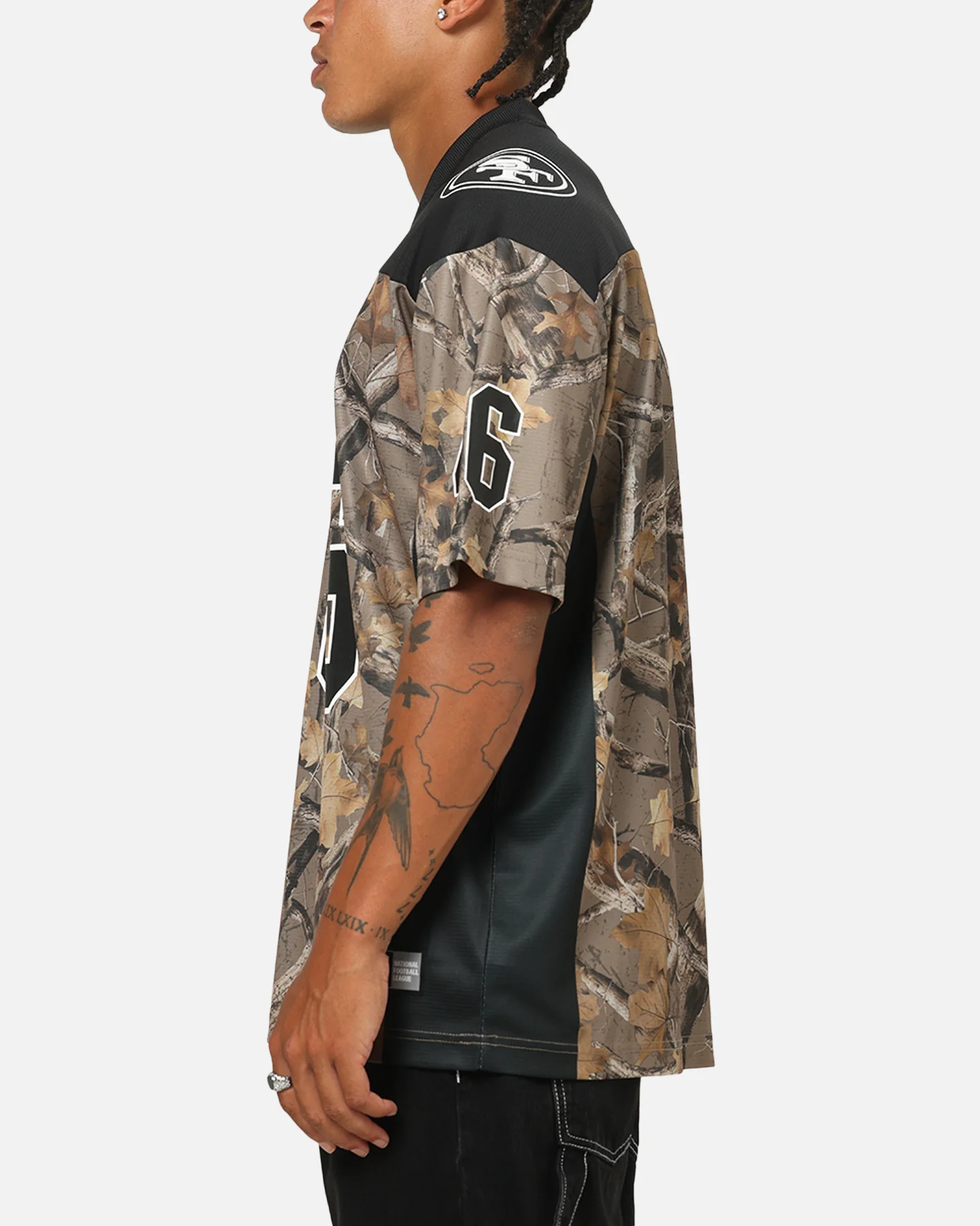 Majestic Athletic San Francisco 49ers Mesh Oversized T-Shirt Khaki Forest Camo - Image 5