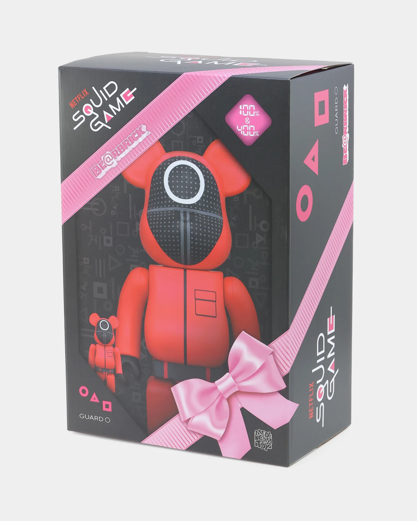Medicom Toy Be@rbrick X Squid Games Circle Guard 100% & 400% Figure Set Red/Black - Image 2