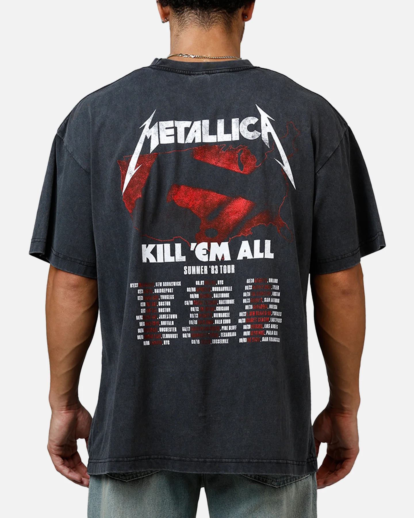 Merch Traffic Metallica 1983 Tour T-Shirt Washed Black - Image 2