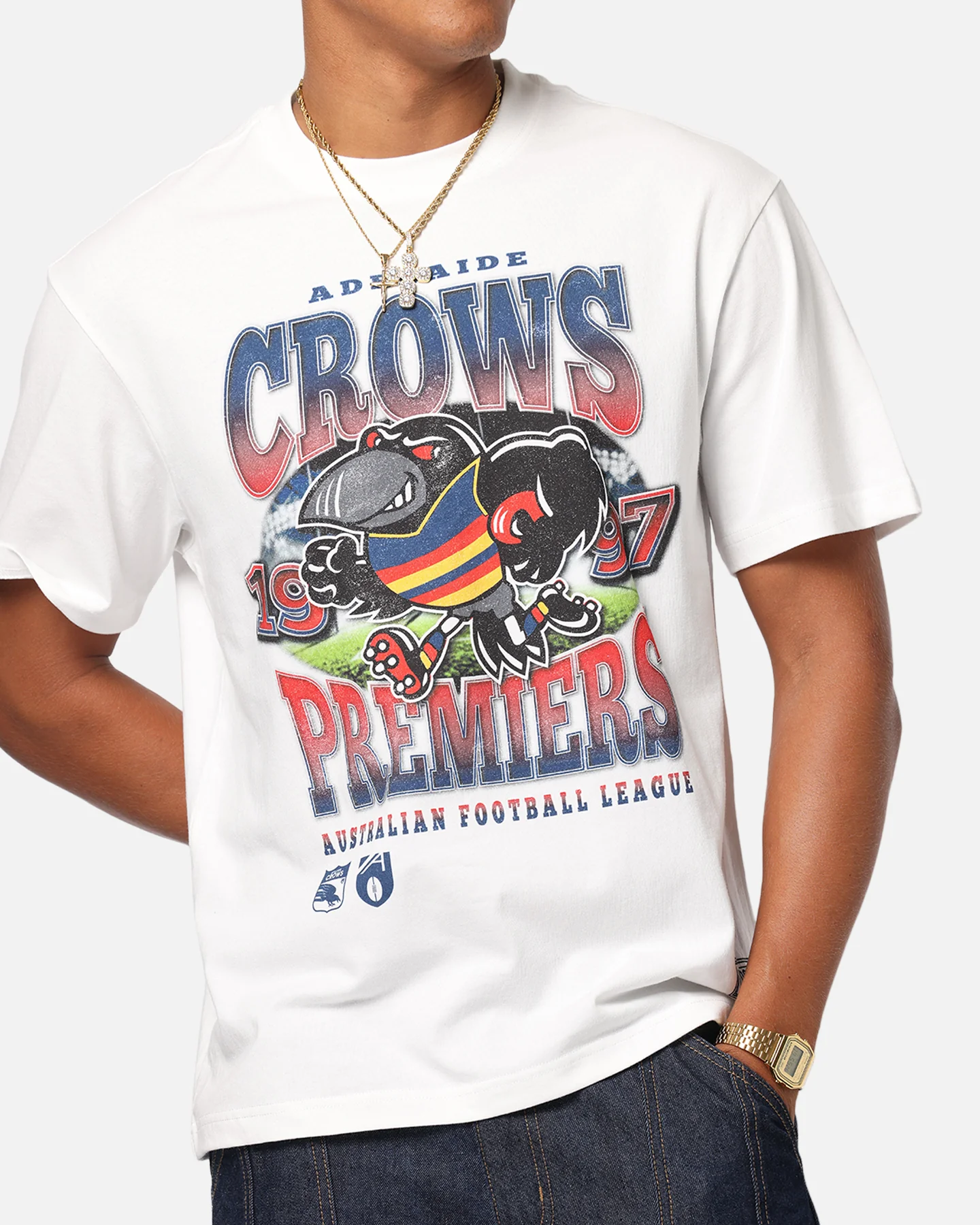 Mitchell & Ness Adelaide Crows Mascot T-Shirt Vintage White - Image 6