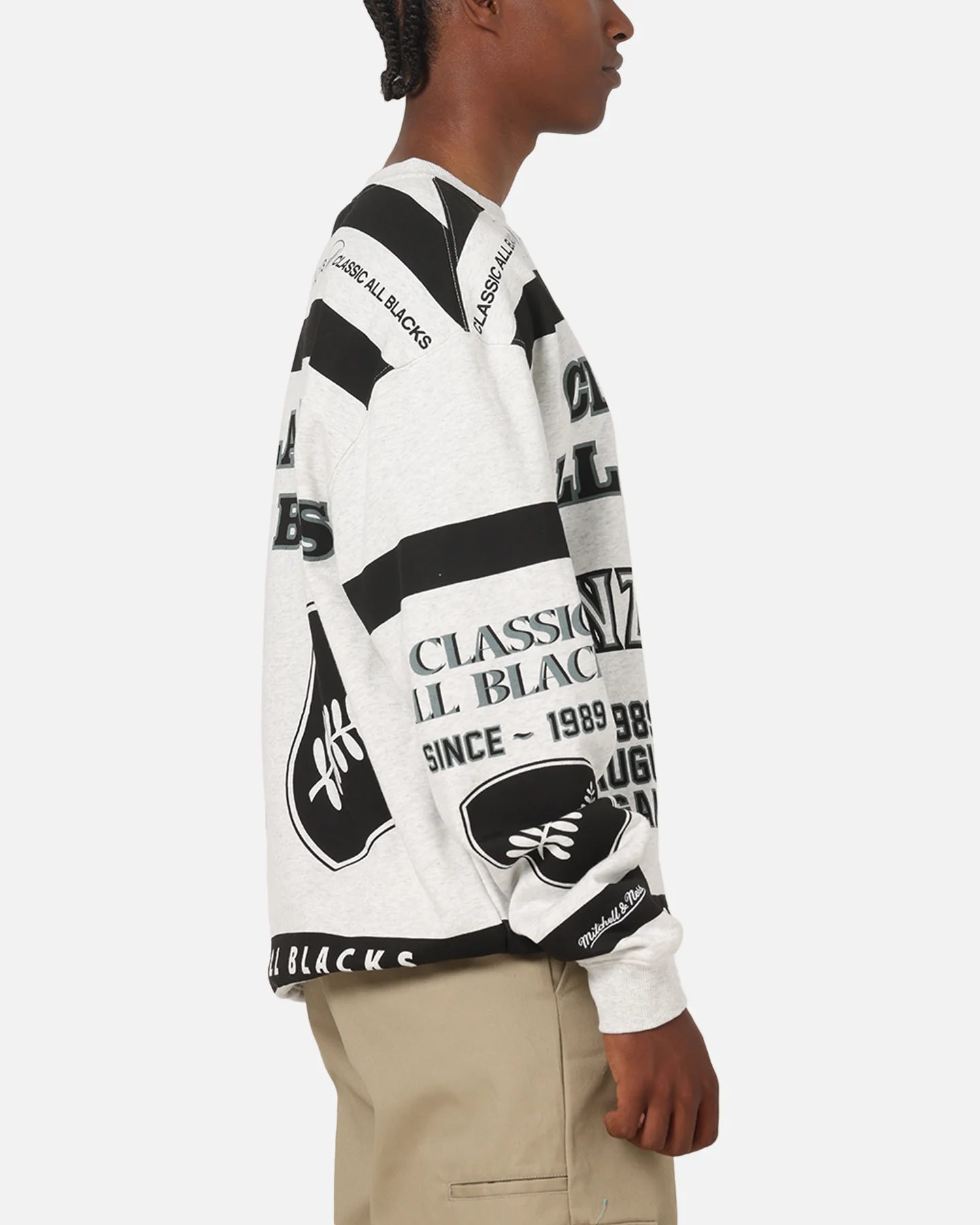 Mitchell & Ness All Blacks Rugby Union Classic Crewneck Silver Marle - Image 5
