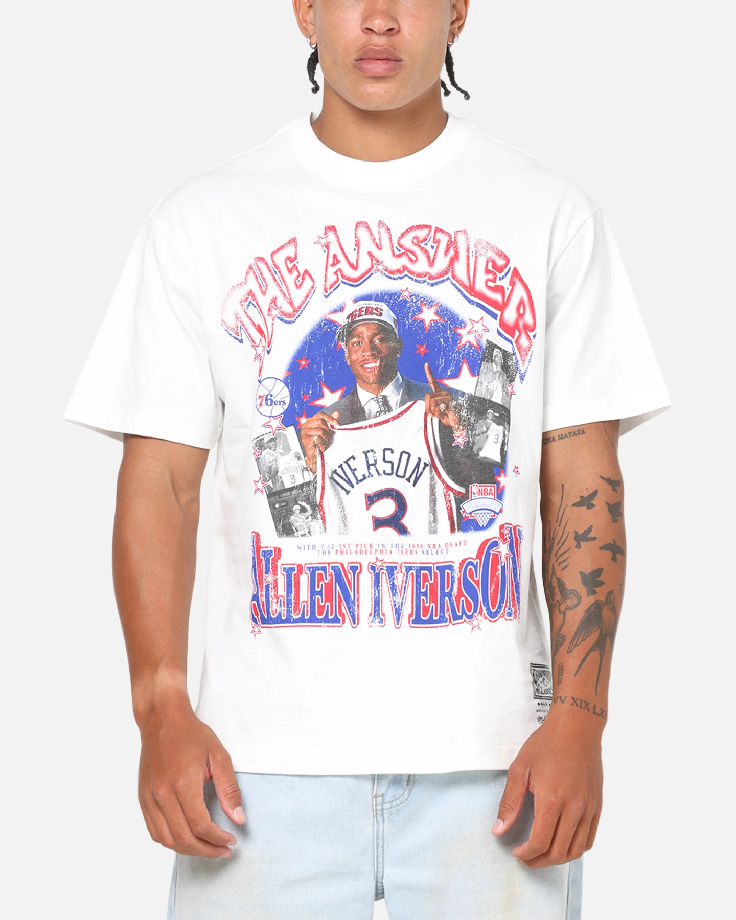 Mitchell & Ness Allen Iverson Star Burster T-Shirt Vintage White