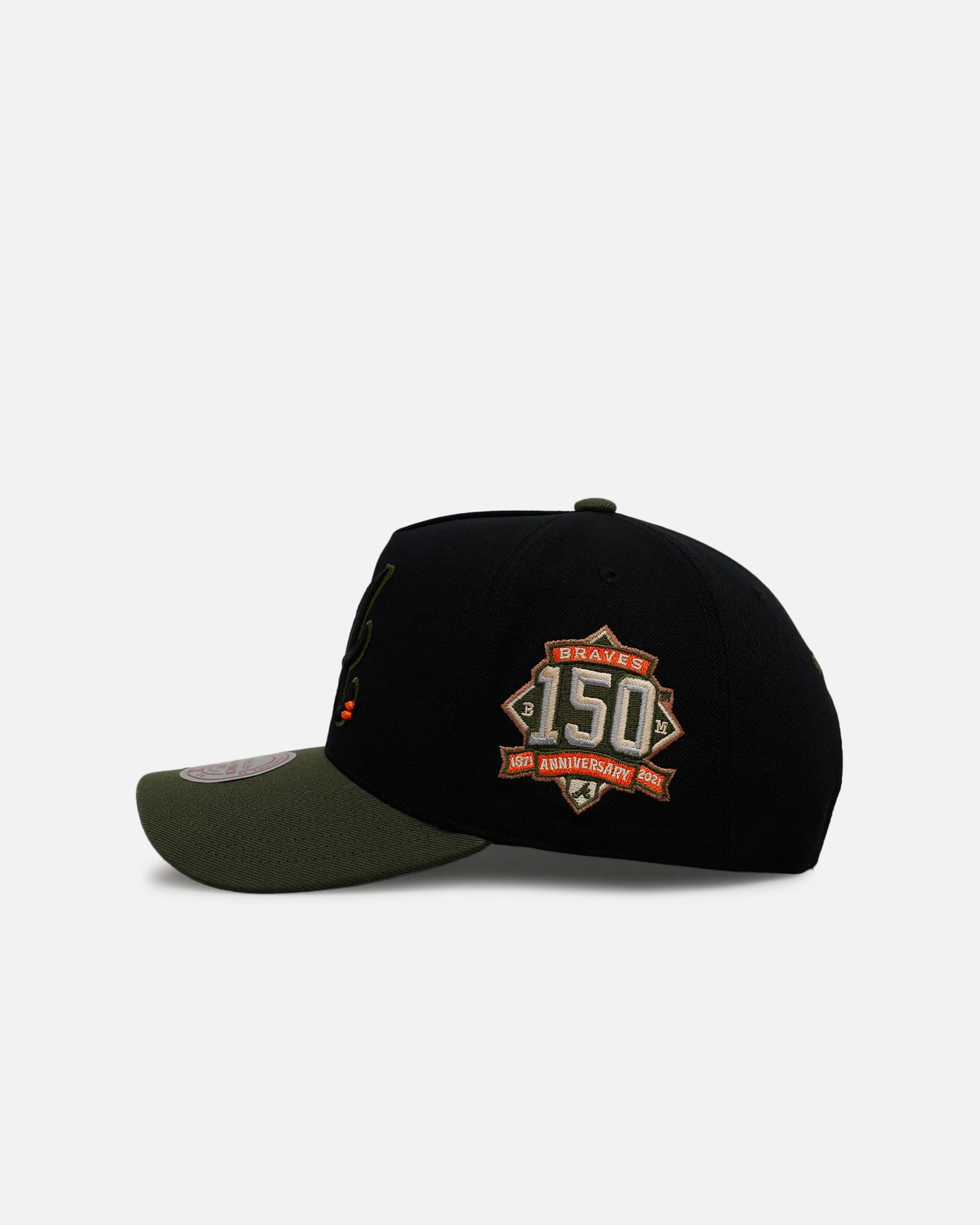 Mitchell & Ness Atlanta Braves 'Olive Cargos' Pro Pinch Snapback Olive/Black - Image 4