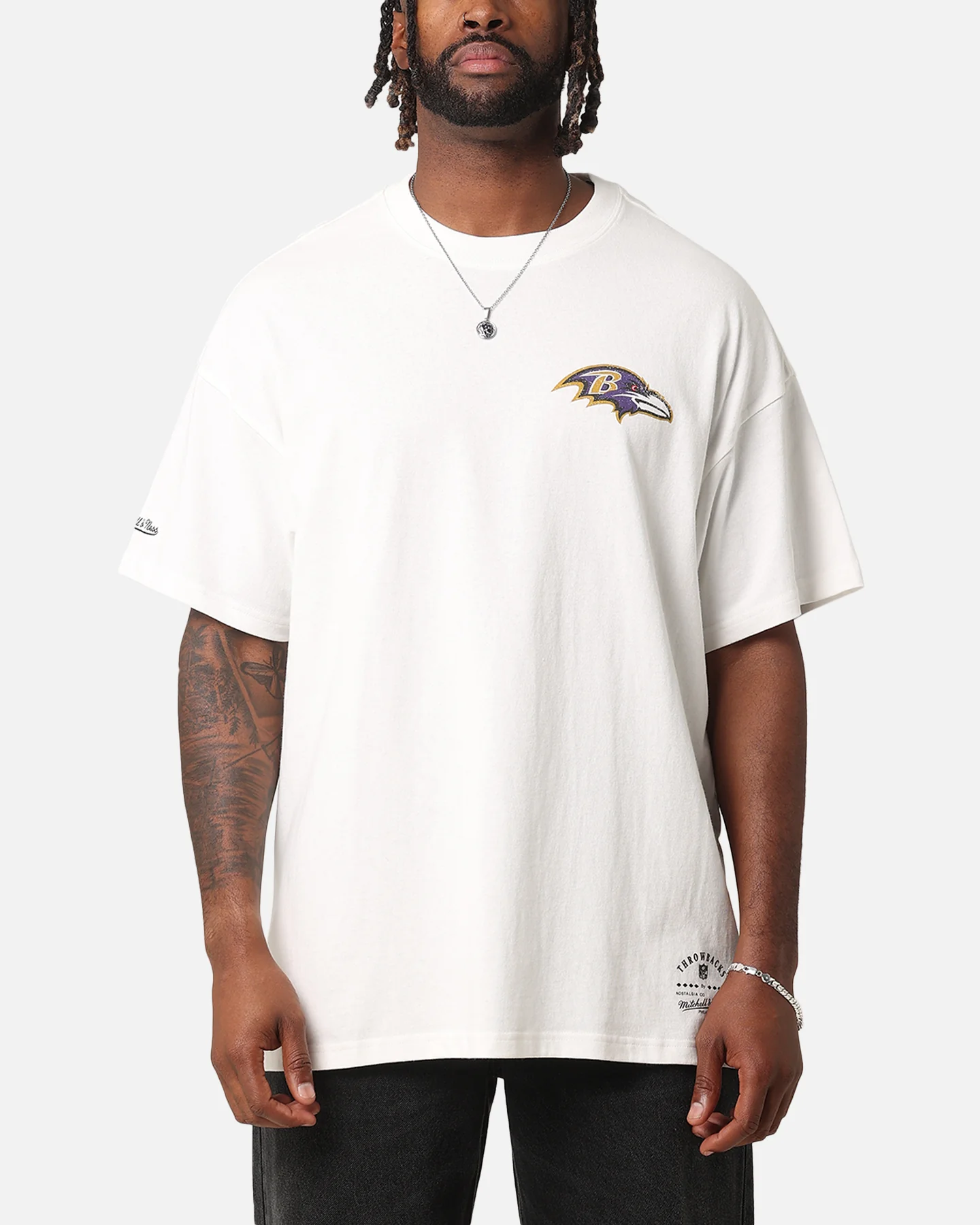 Mitchell & Ness Baltimore Ravens 'Alter Ego' Flames T-Shirt Vintage White - Image 2