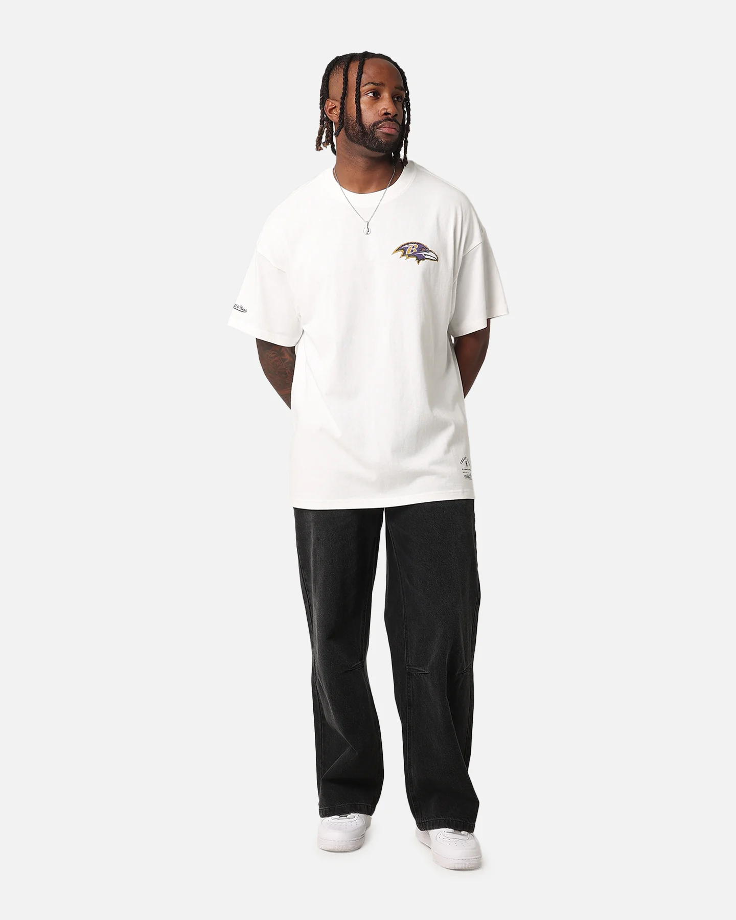 Mitchell & Ness Baltimore Ravens 'Alter Ego' Flames T-Shirt Vintage White - Image 4