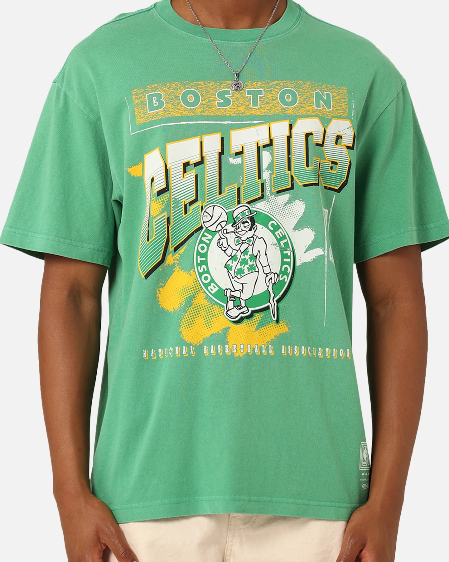 Mitchell & Ness Boston Celtics Brush Off 2.0 T-Shirt Green - Image 3