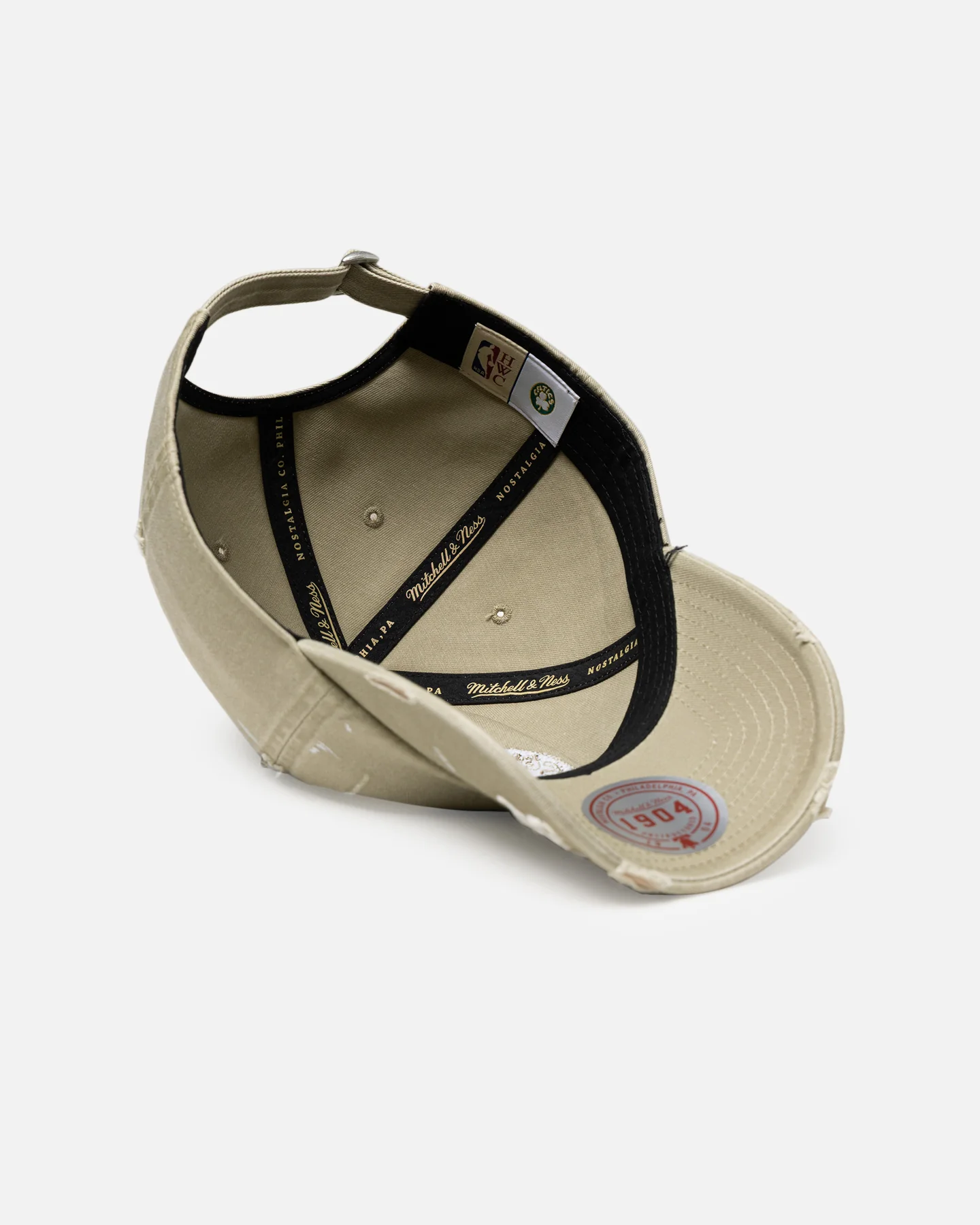 Mitchell & Ness Boston Celtics 'Gothic Arch' Dad Fit Strapback Gravel Stone - Image 6