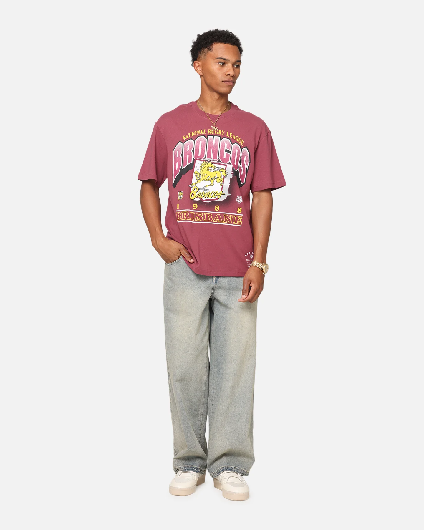 Mitchell & Ness Brisbane Broncos 1988 Crest T-Shirt Maroon - Image 2