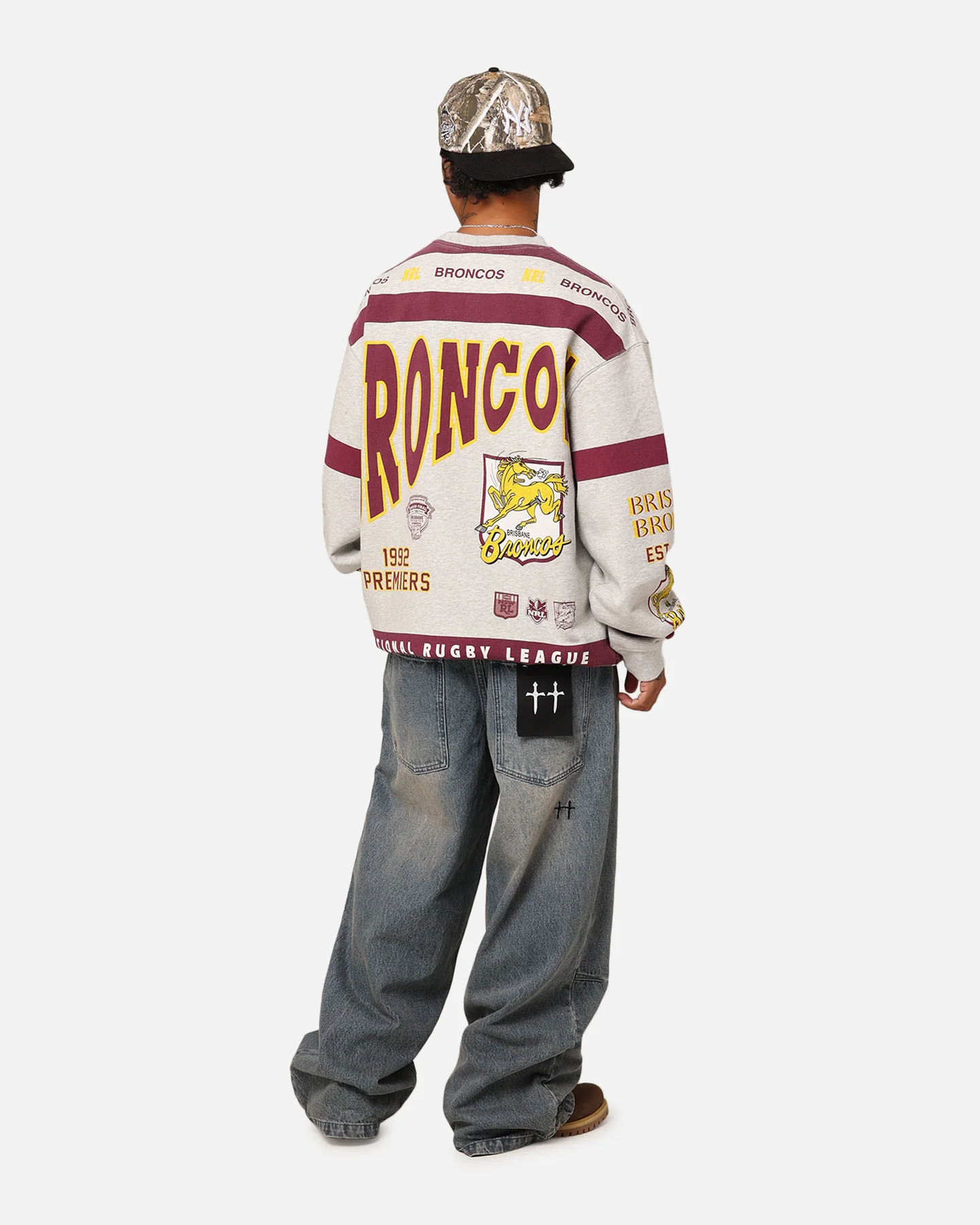 Mitchell & Ness Brisbane Broncos Team Crewneck Grey Marle - Image 2