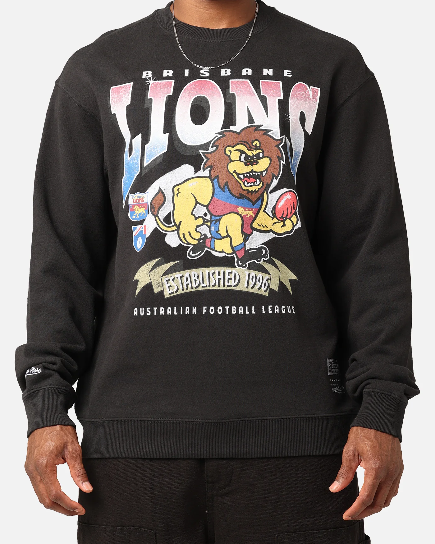 Mitchell & Ness Brisbane Lions Character Crewneck Faded Black - Image 4