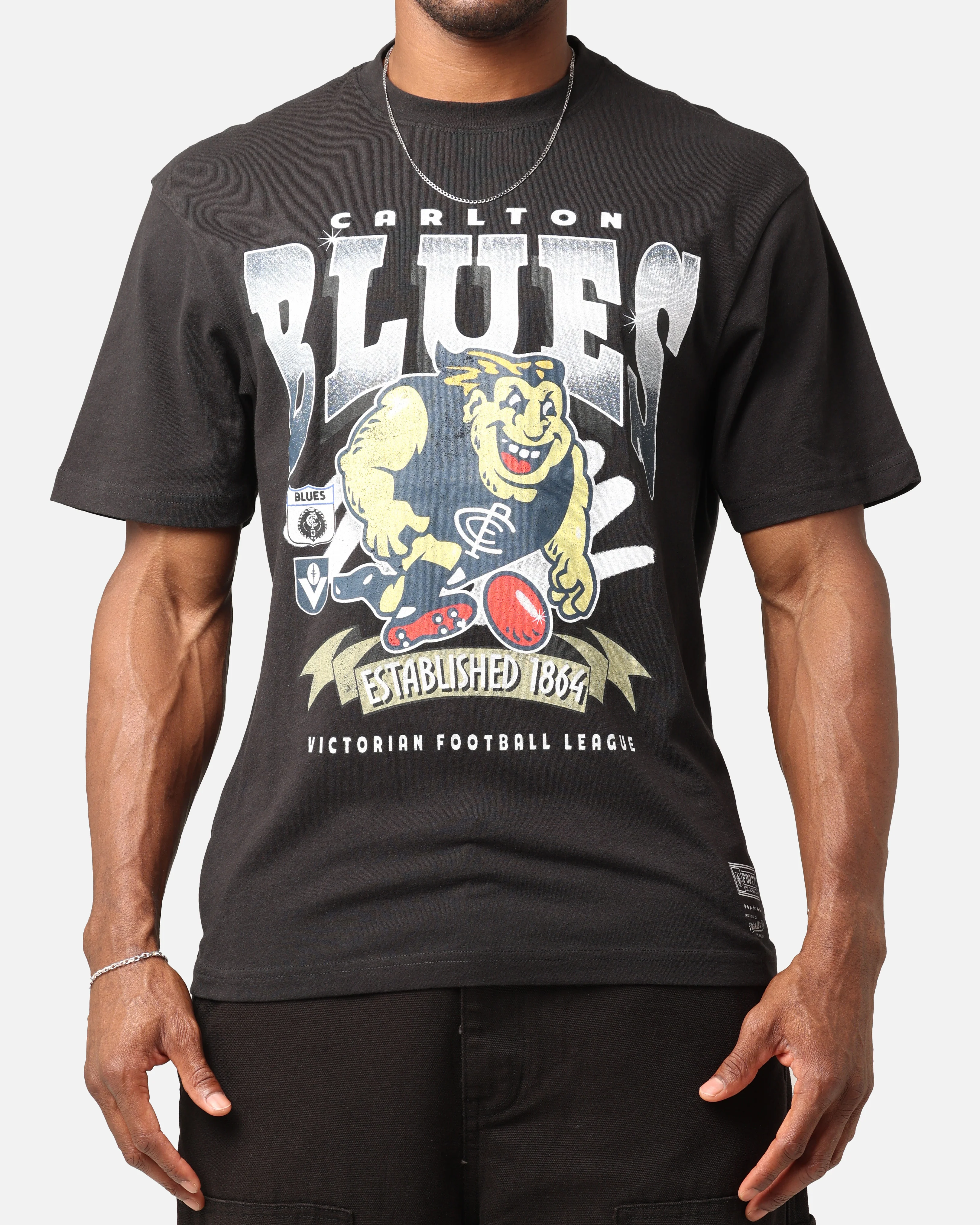 Mitchell & Ness Carlton Blues Character T-Shirt Faded Black - Image 3