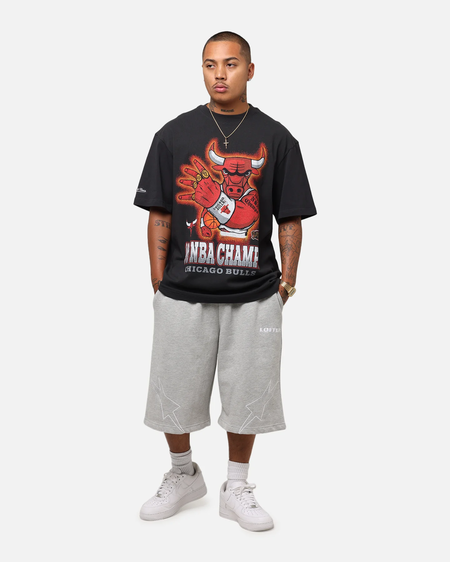Mitchell & Ness Chicago Bulls '96 NBA Champs T-Shirt Faded Black - Image 2