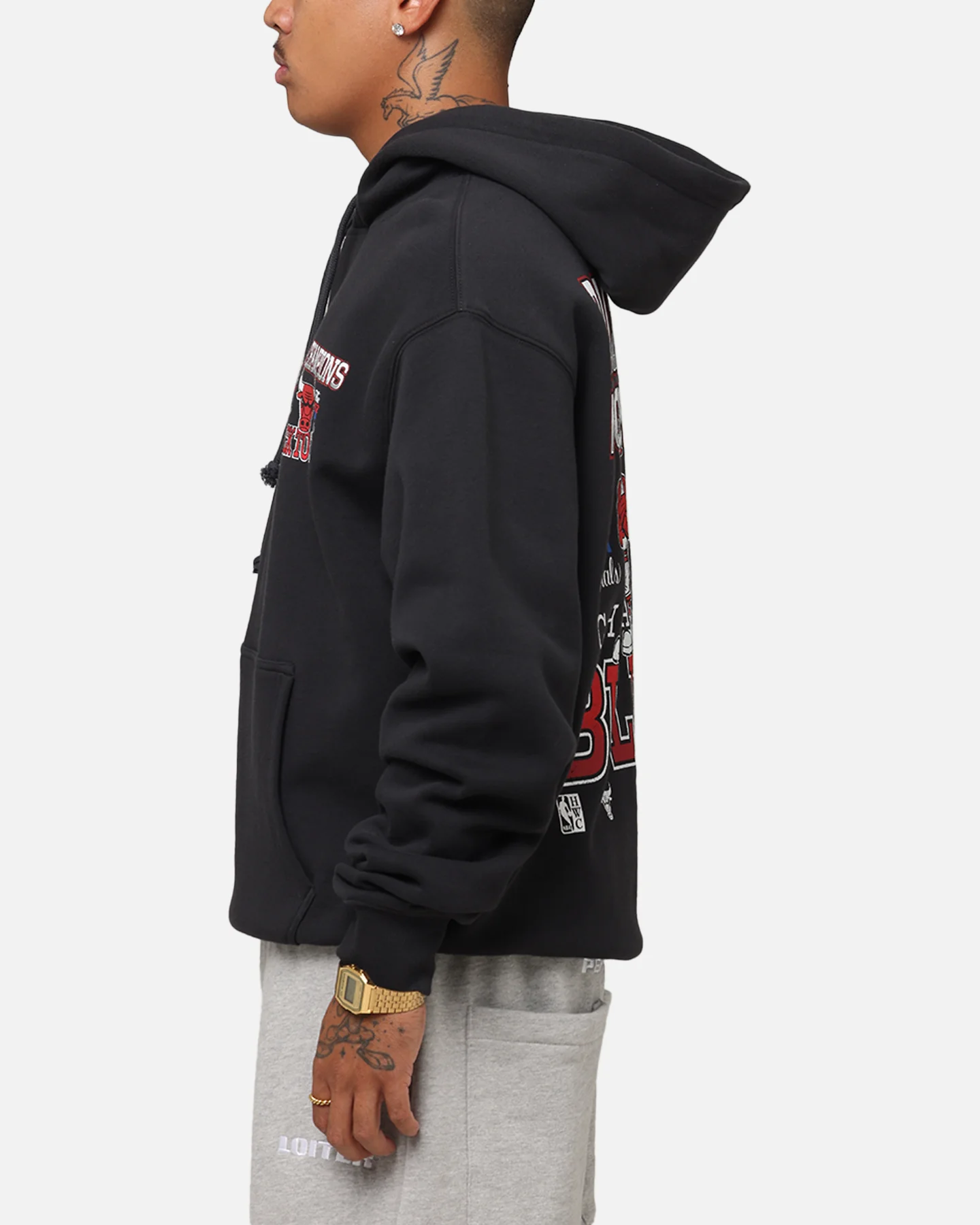Mitchell & Ness Chicago Bulls Back To Back Hoodie Faded Black - Image 6