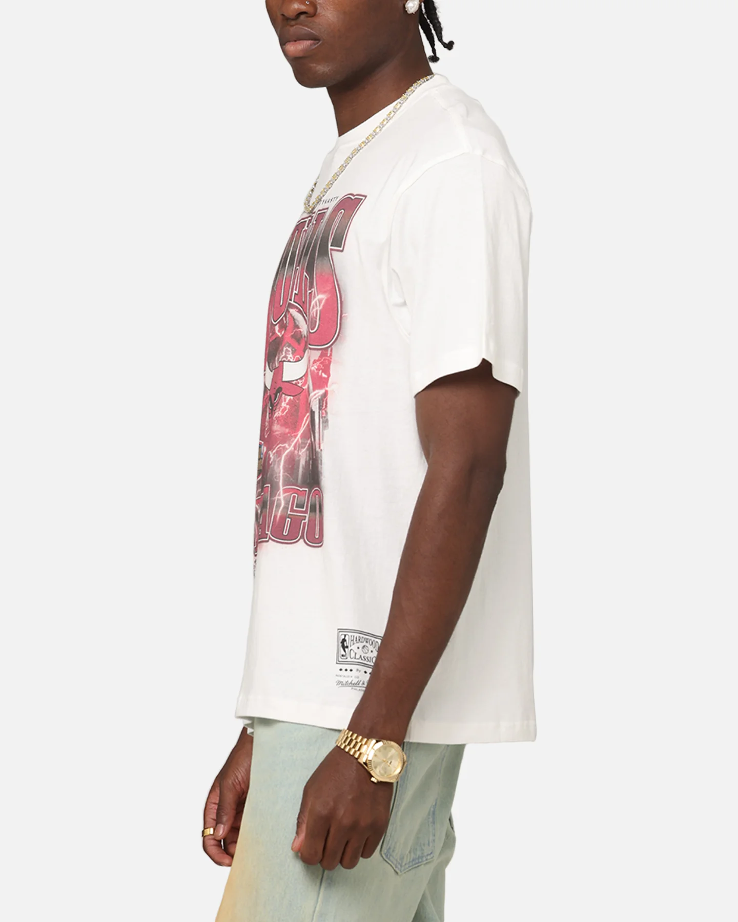 Mitchell & Ness Chicago Bulls City Strike T-Shirt Vintage White - Image 5