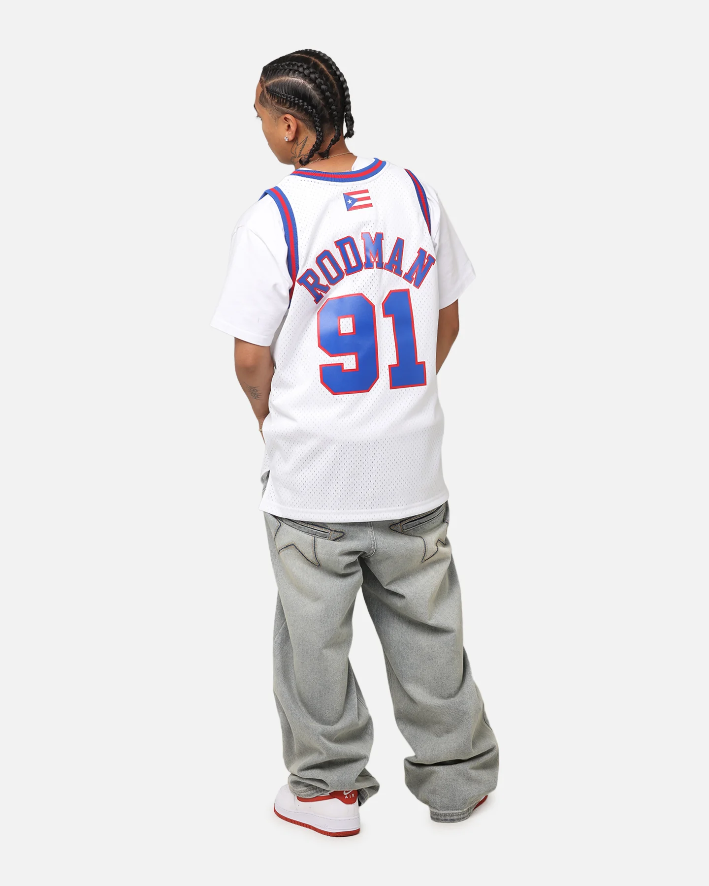 Mitchell & Ness Chicago Bulls Dennis Rodman #91 'Flags Collection' Jersey White - Image 4