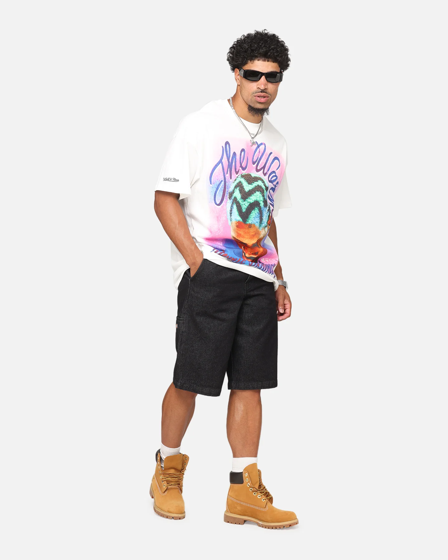Mitchell & Ness Chicago Bulls Dennis Rodman Airbrushed T-Shirt Vintage White - Image 3