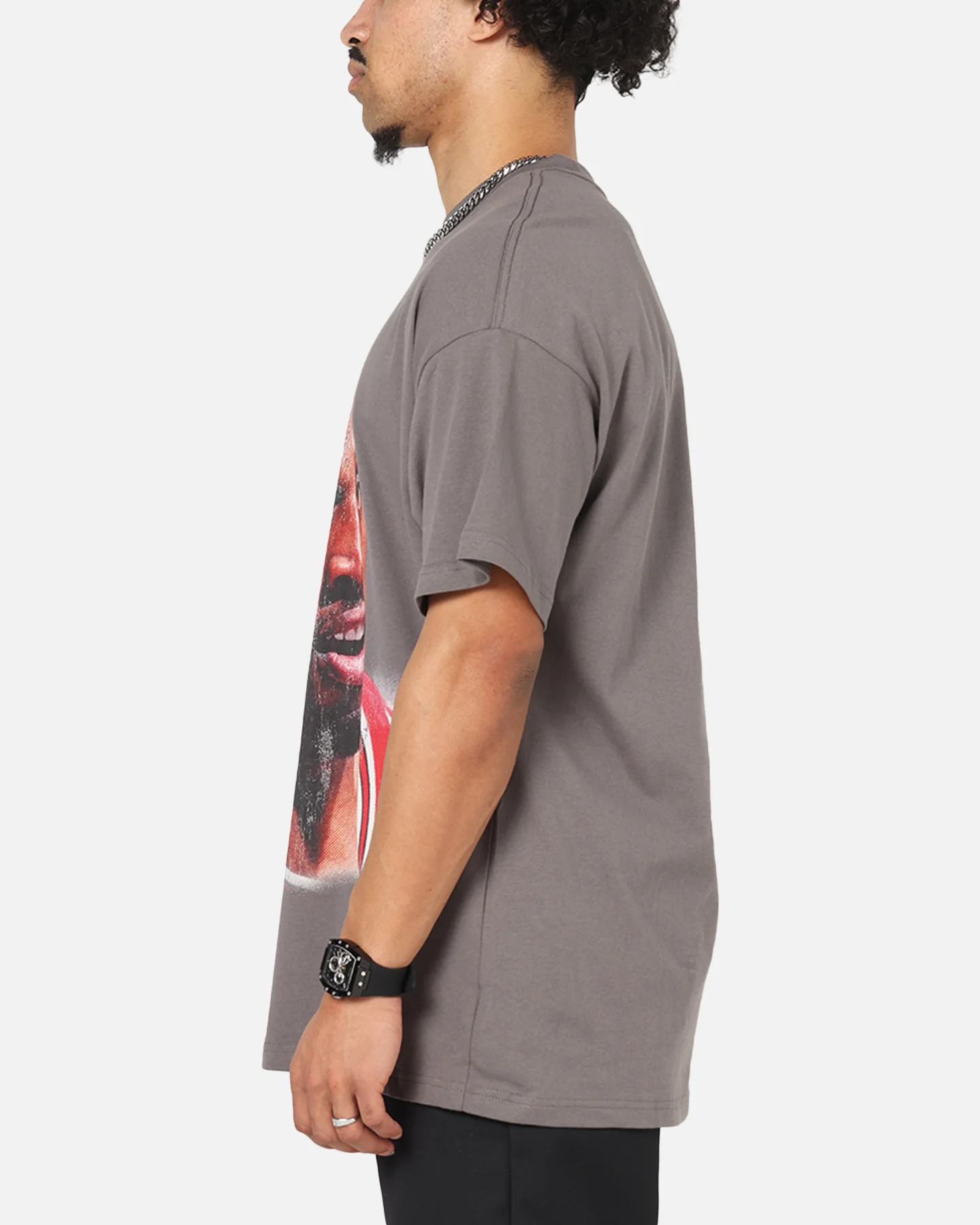 Mitchell & Ness Chicago Bulls Dennis Rodman Big Head T-Shirt Charcoal Grey - Image 5